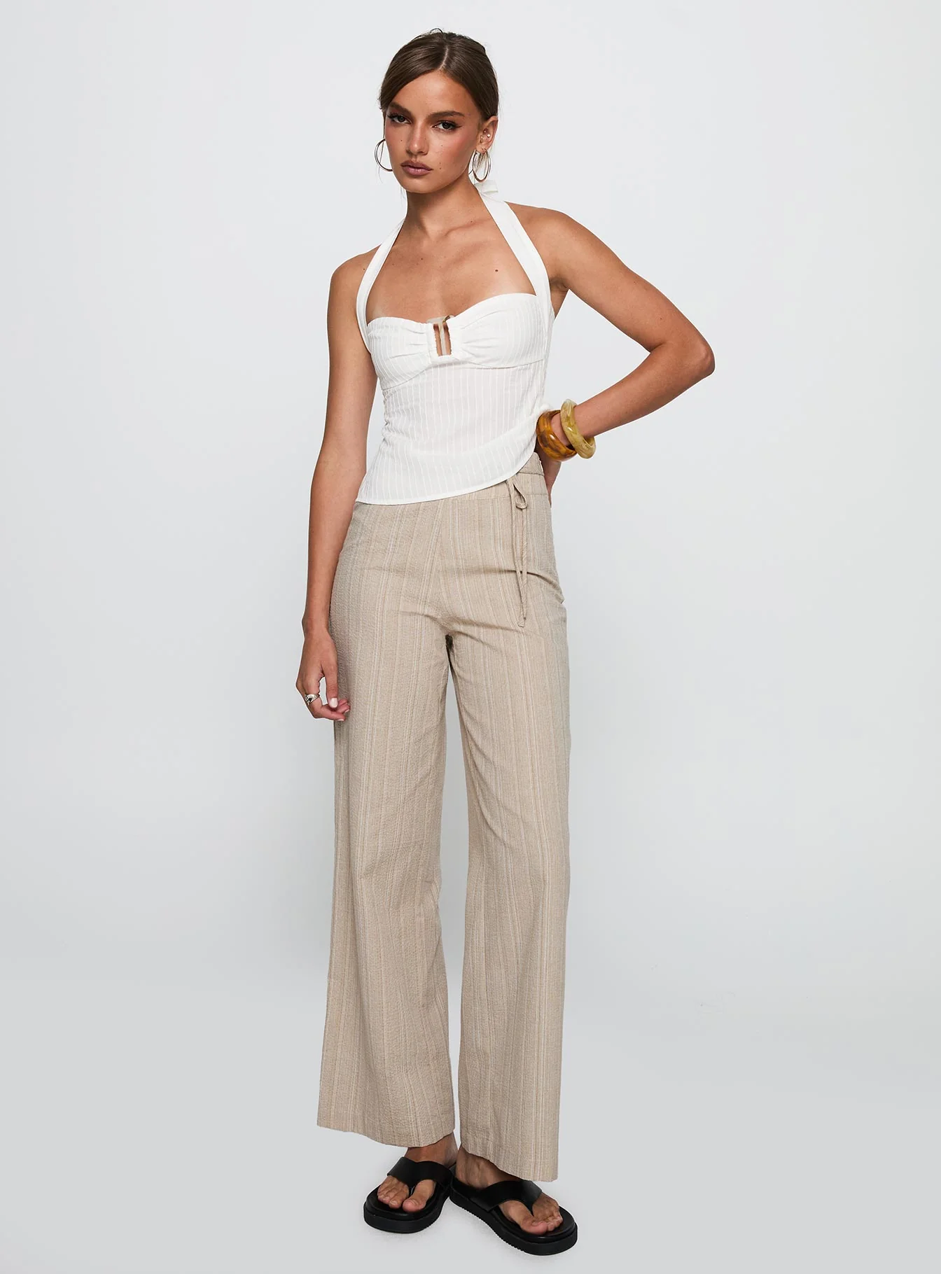 Rush Hours Tie Up Pants Beige - Image 3