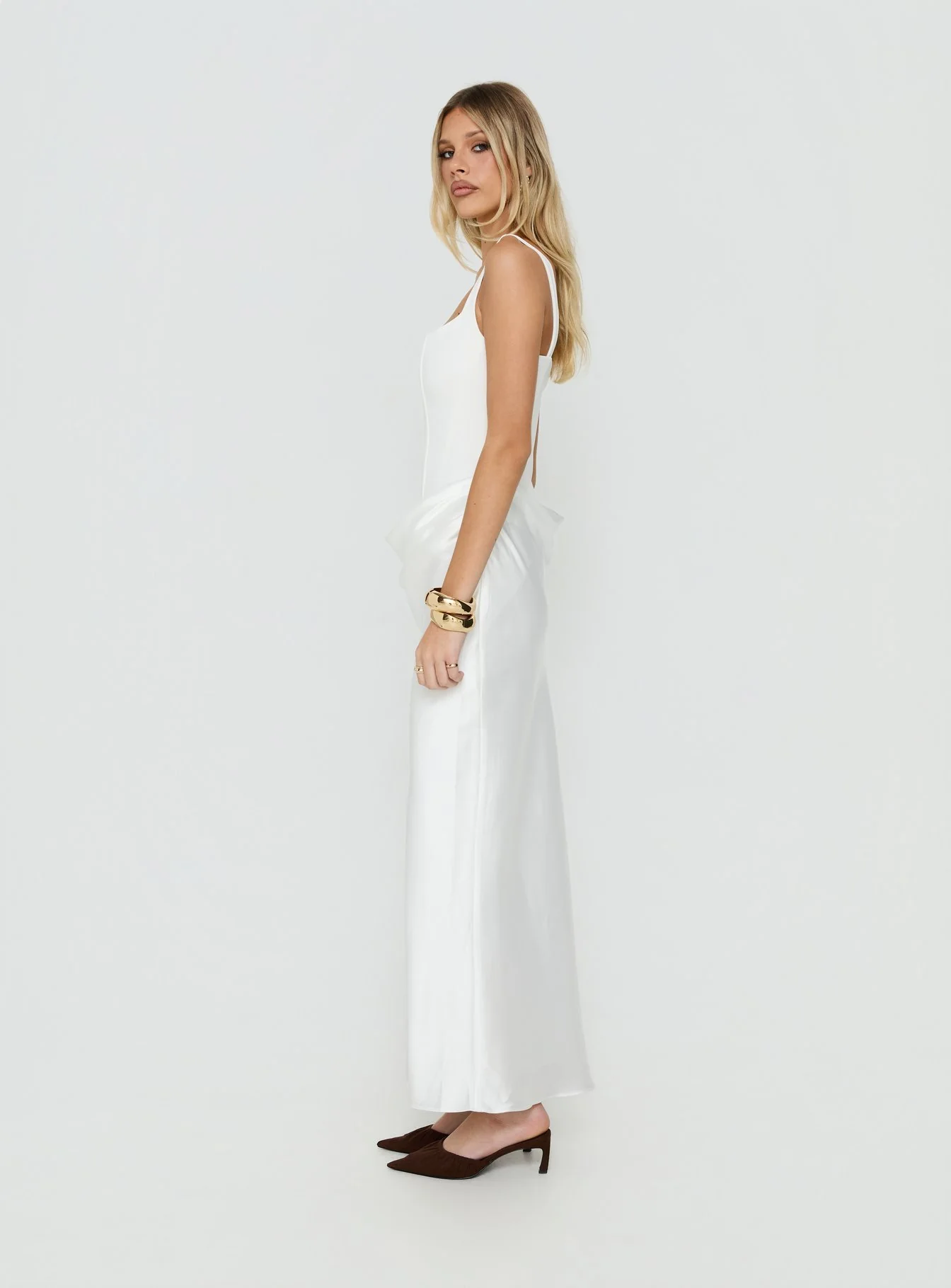 Ryana Corset Drape Maxi Dress White - Image 4