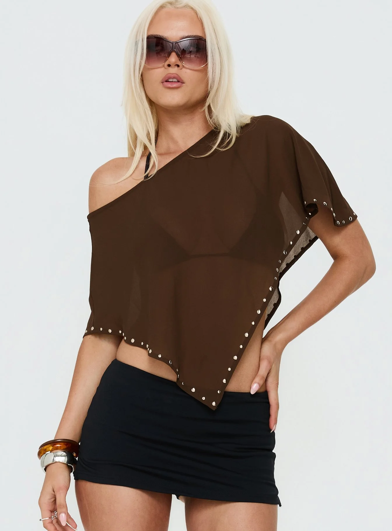 Safe Space Sheer Poncho Brown - Image 2