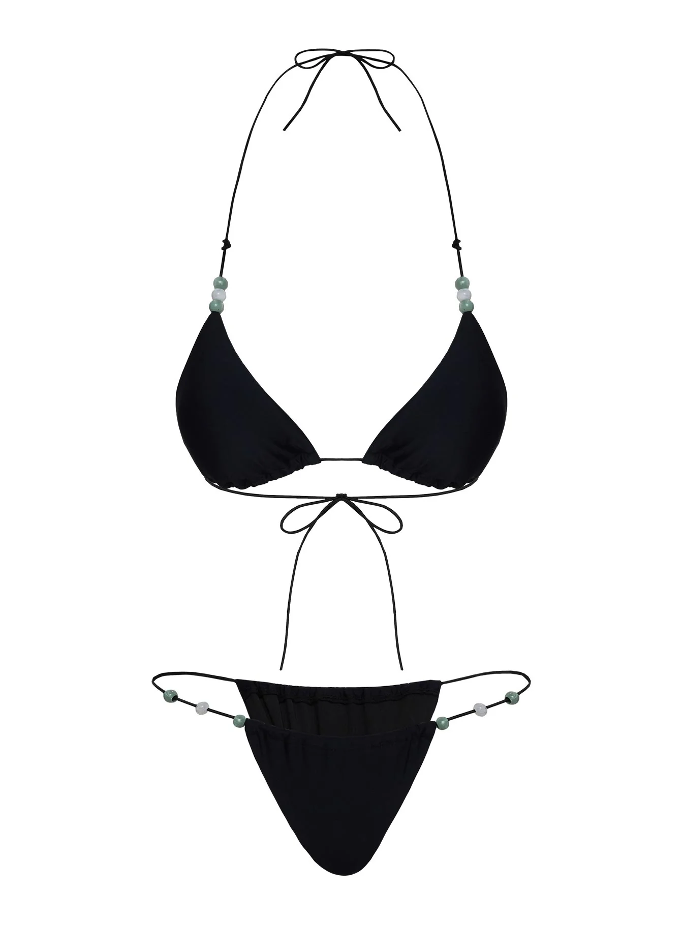 Saltwater Bead Detail Bikini Top Black - Image 5