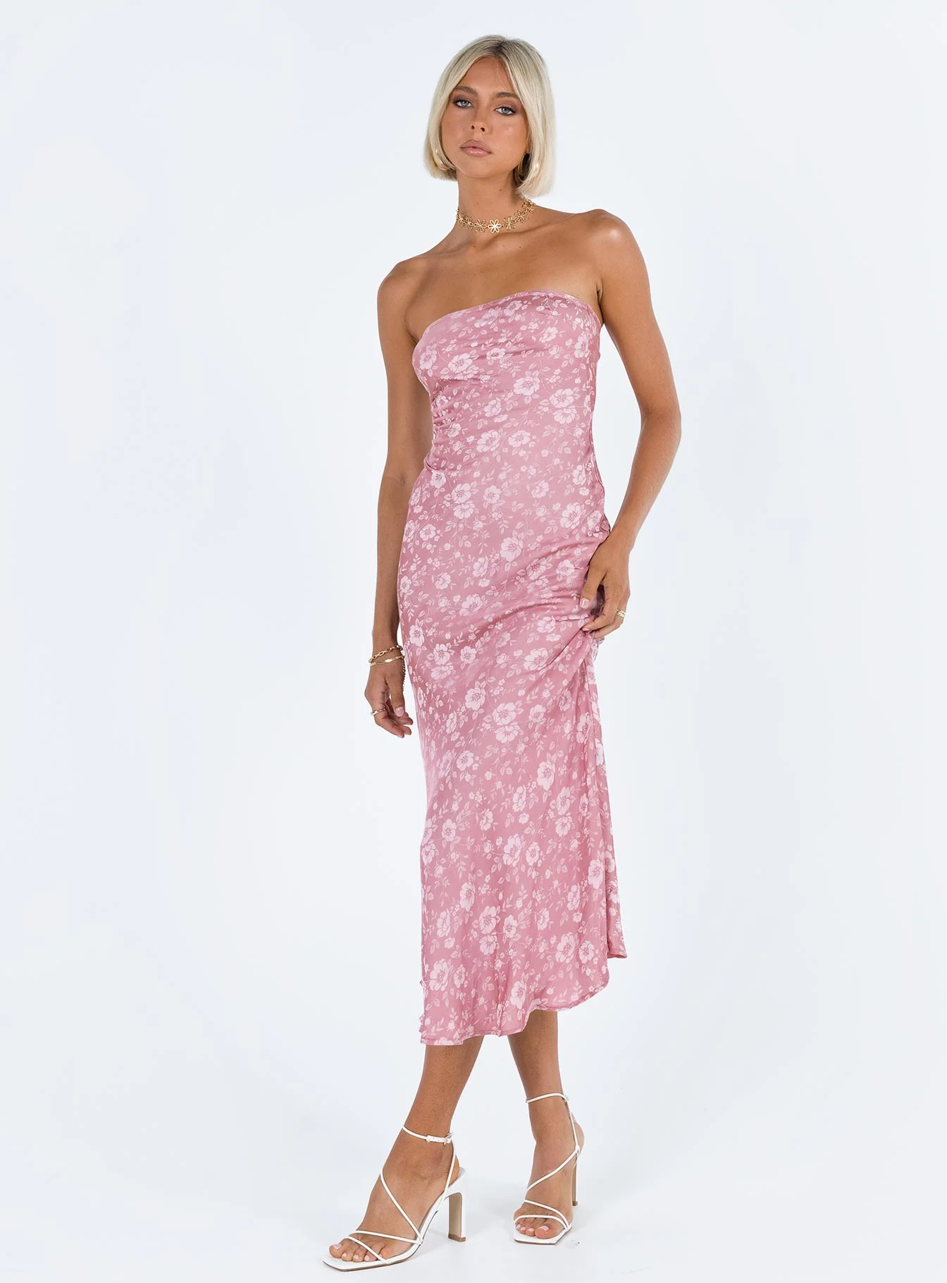 Salvin Strapless Maxi Dress Pink - Image 3