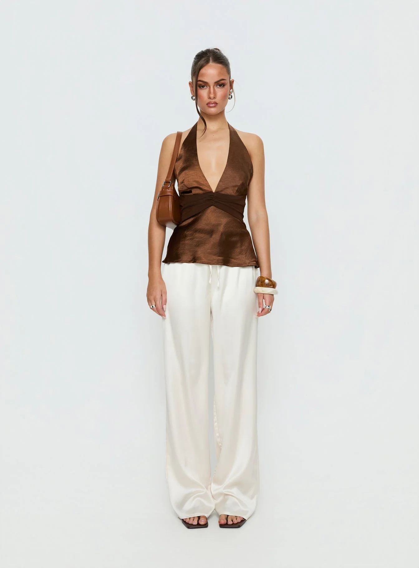 Salyra Satin Halter Top Chocolate - Image 6