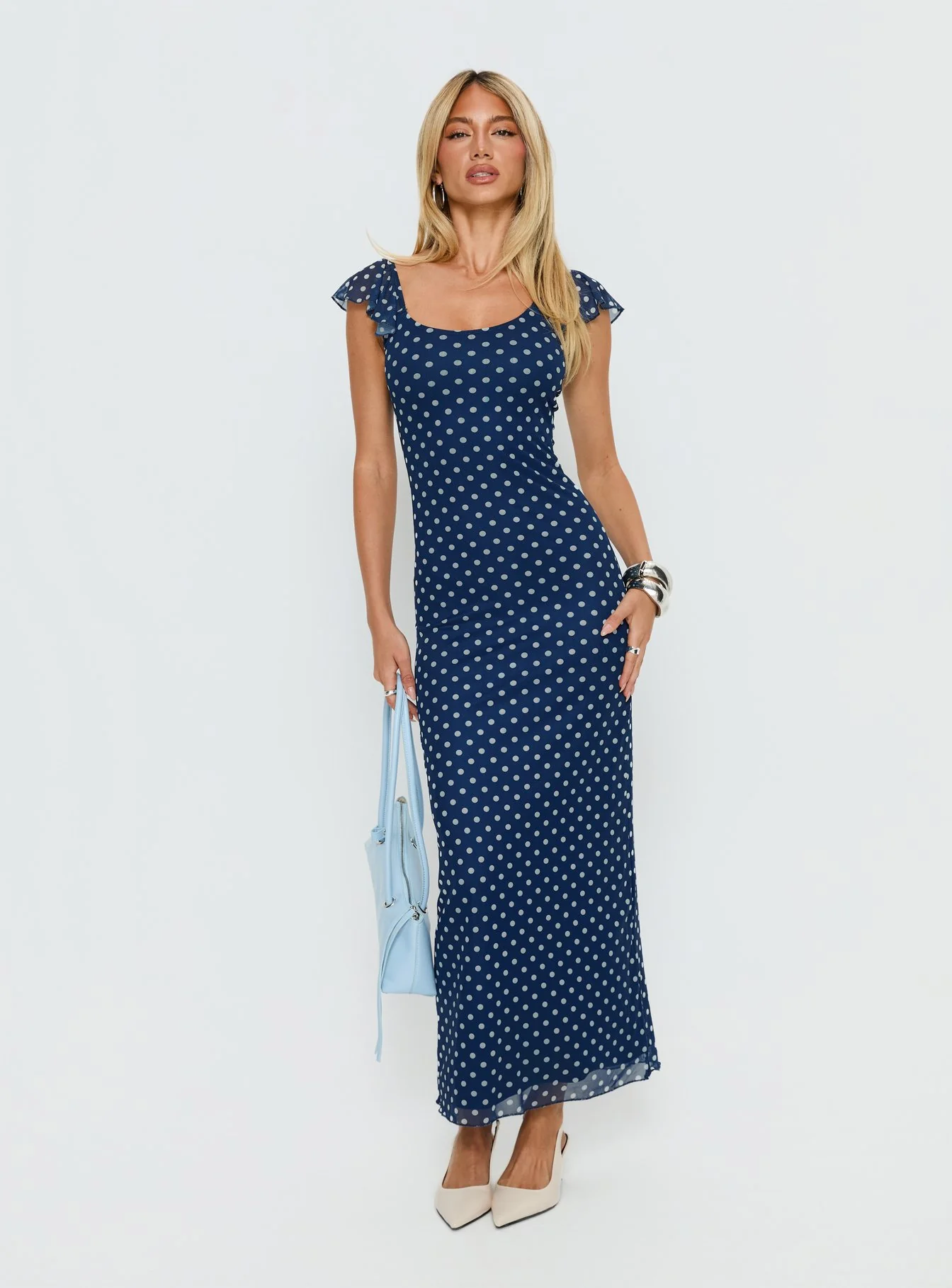 Sandberg Maxi Dress Blue Polka Dot - Image 2