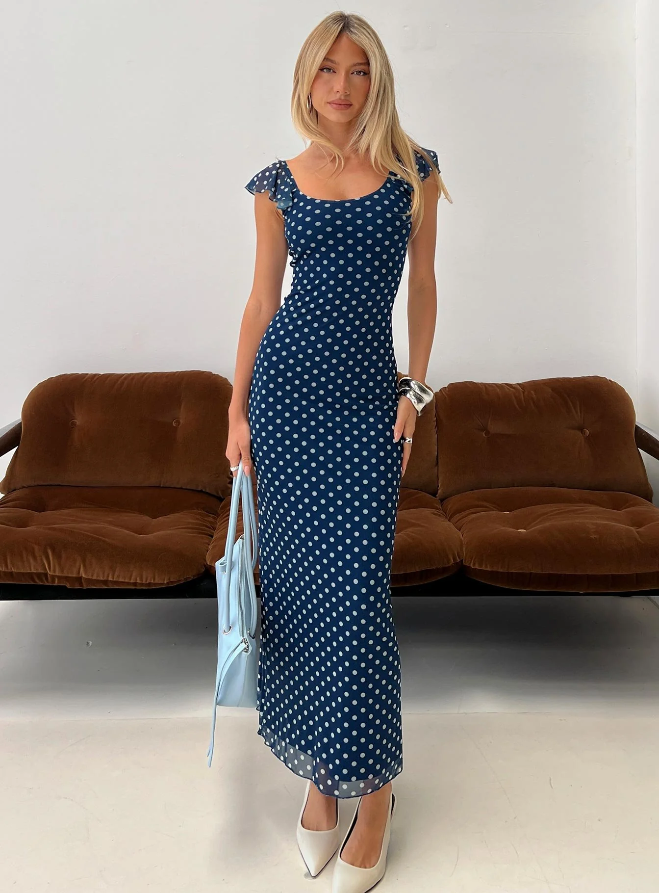 Sandberg Maxi Dress Blue Polka Dot - Image 8