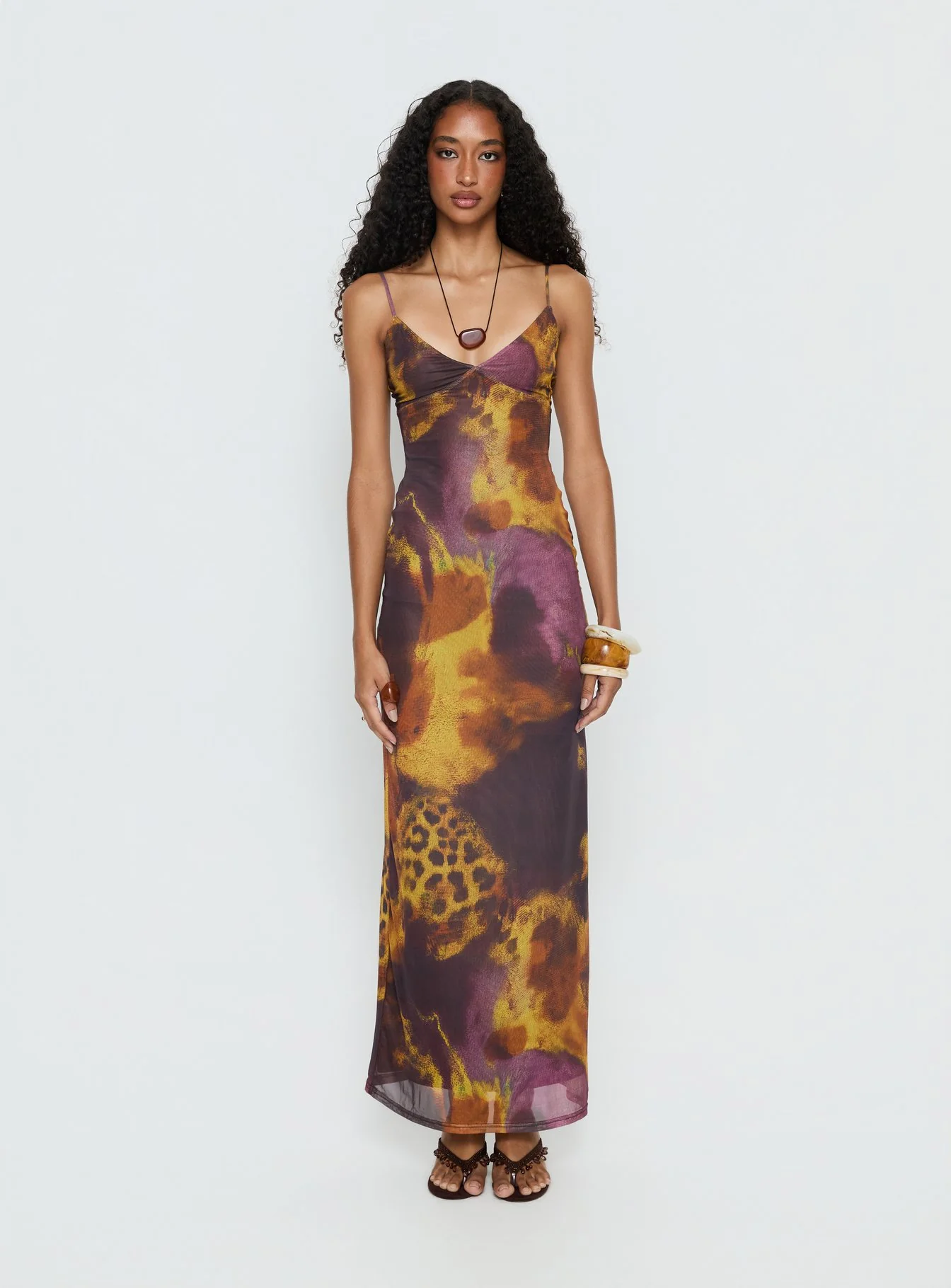 Saphrona V Neck Maxi Dress Leopard Blur - Image 7
