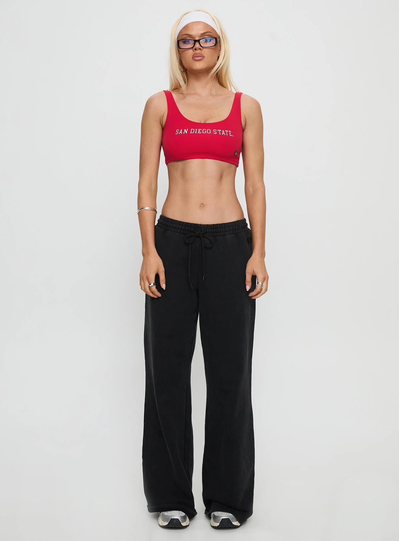 SDSU Scoop Neck Crop Top Red - Image 6