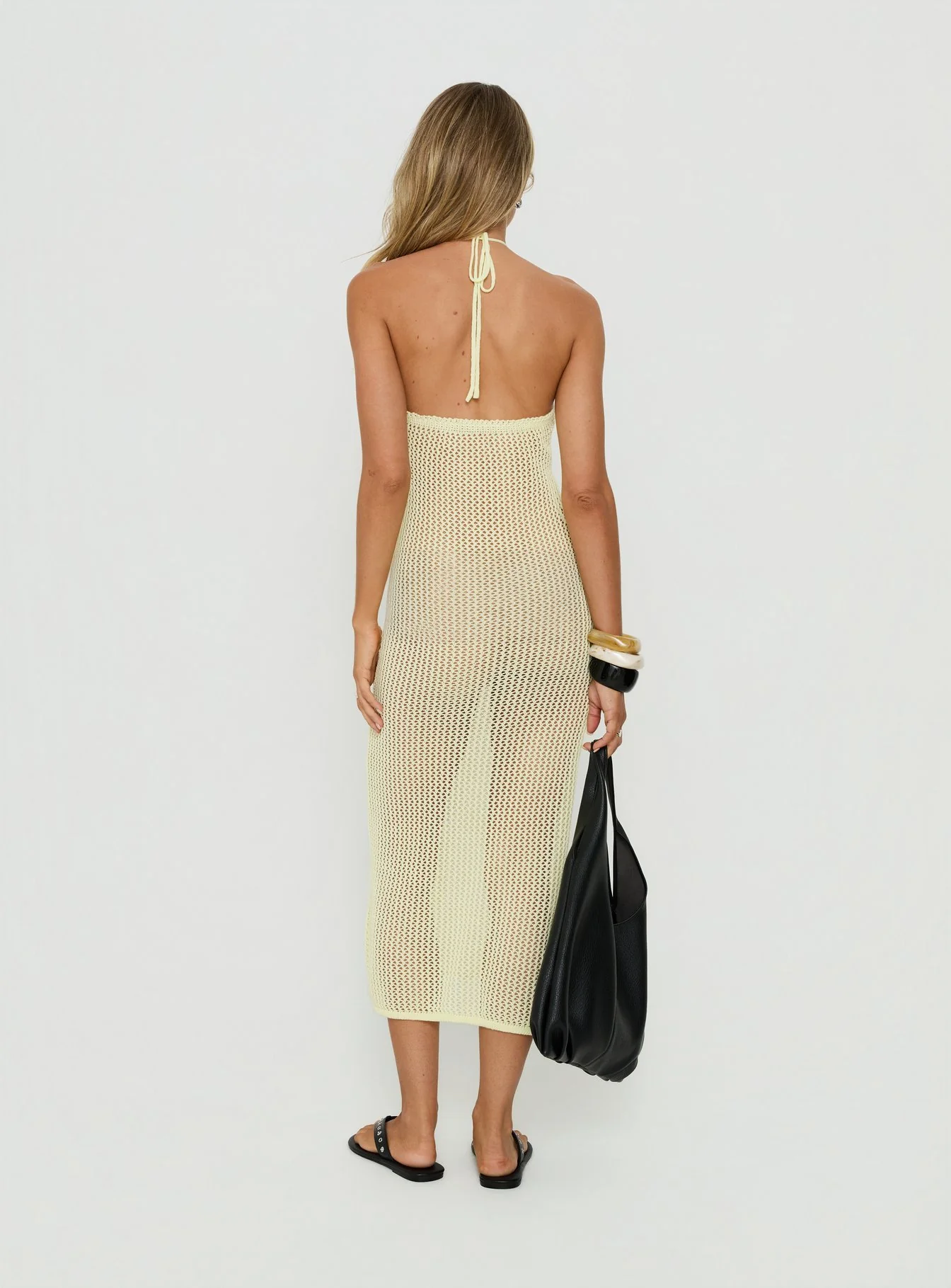 Sebelle Halter Crochet Maxi Dress Yellow - Image 5