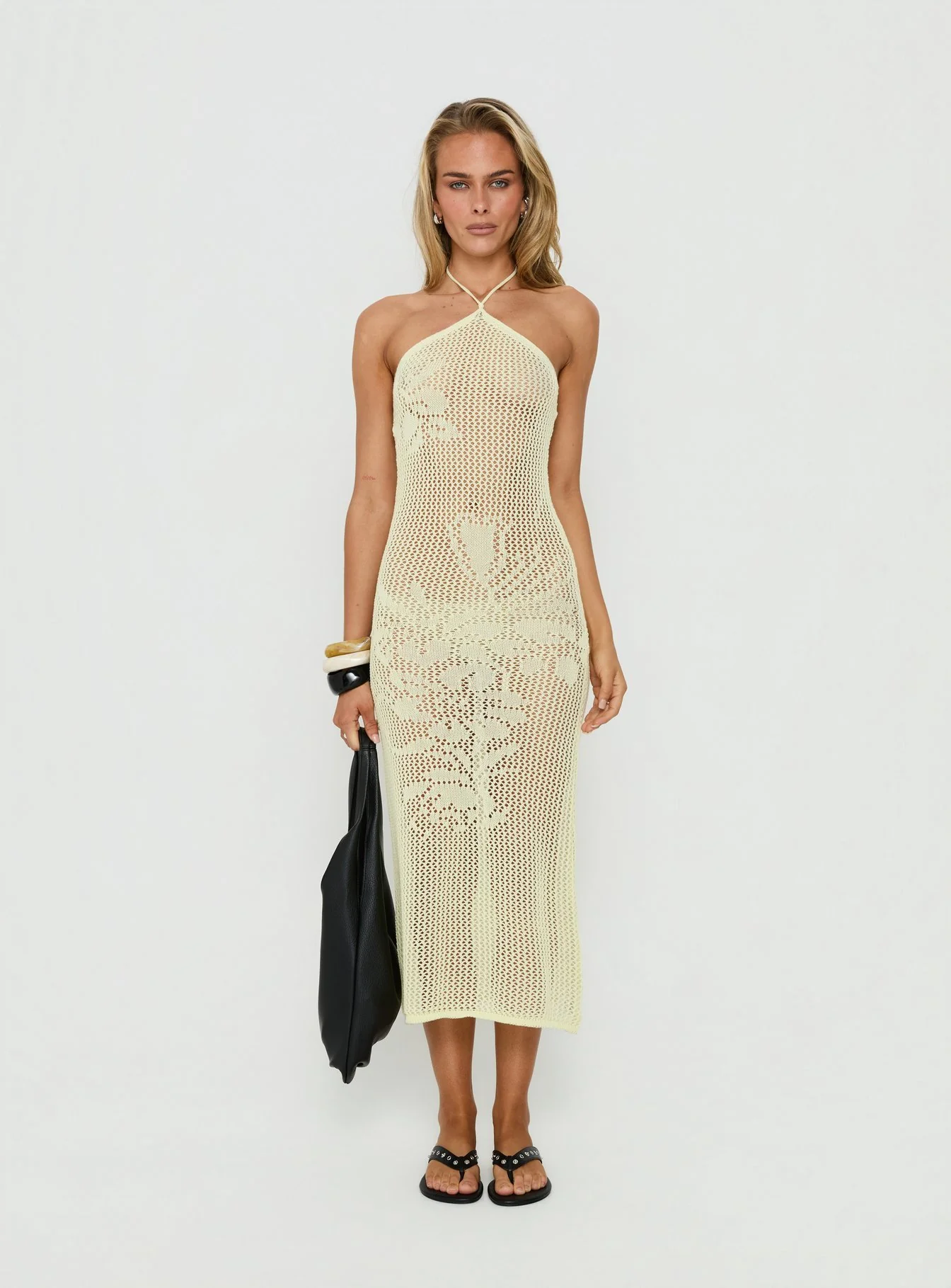 Sebelle Halter Crochet Maxi Dress Yellow - Image 7