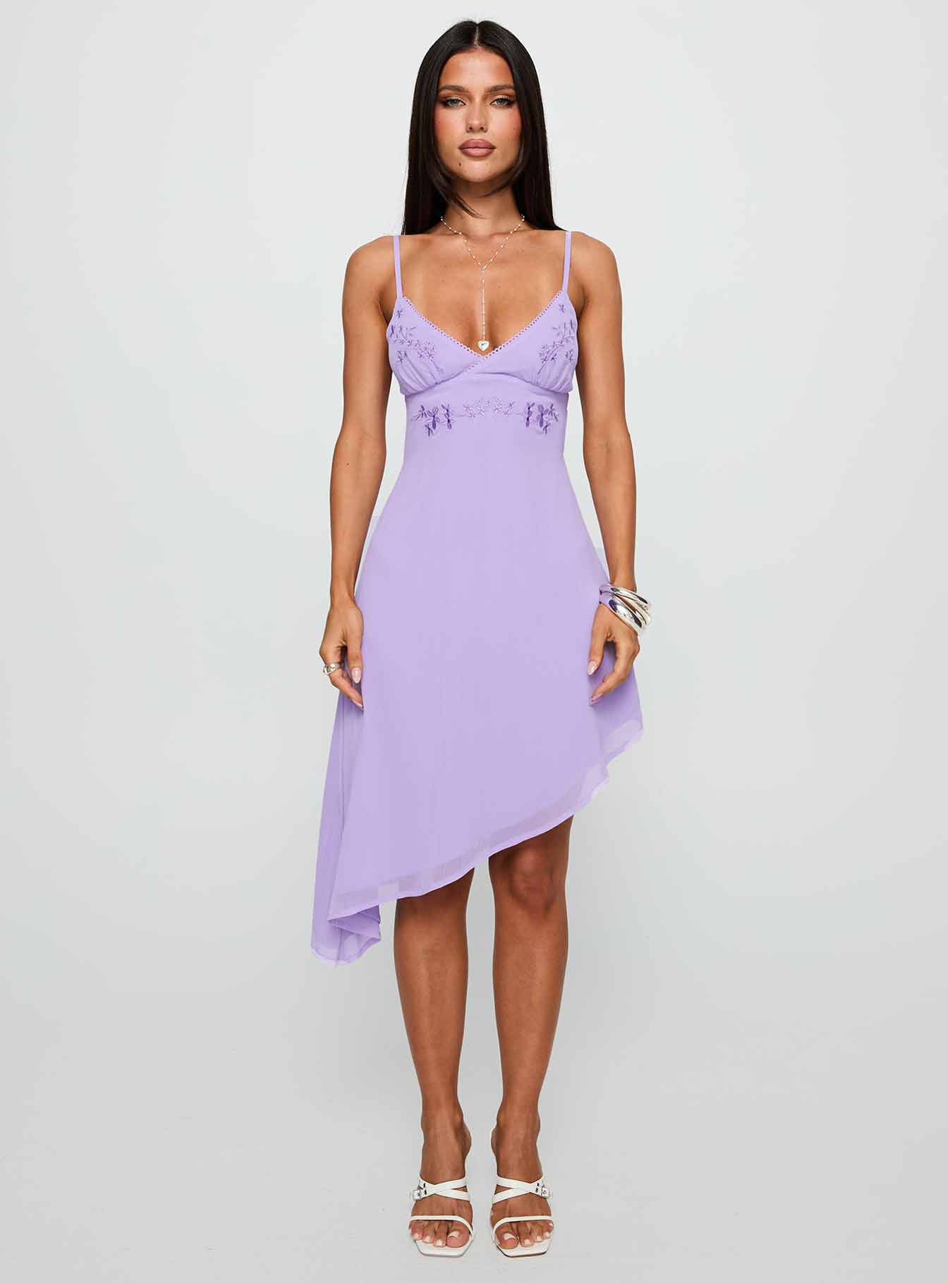 Secret Gardens Asymmetrical Midi Dress Purple - Image 7