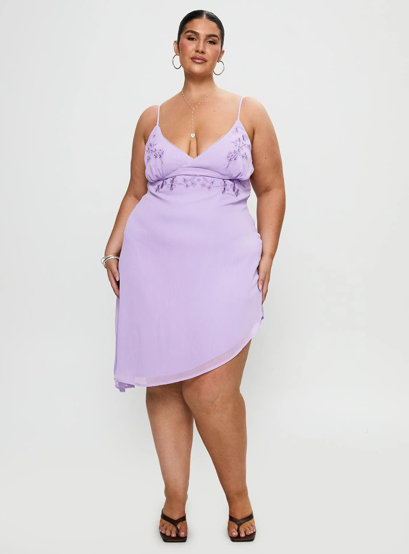 Secret Gardens Asymmetrical Midi Dress Purple Curve - Image 2
