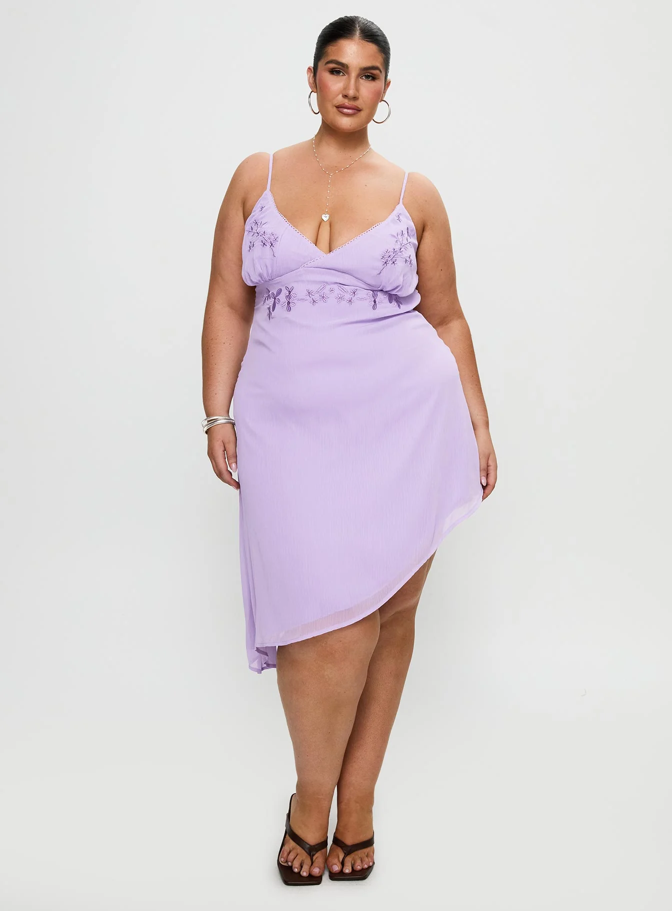 Secret Gardens Asymmetrical Midi Dress Purple Curve - Image 3