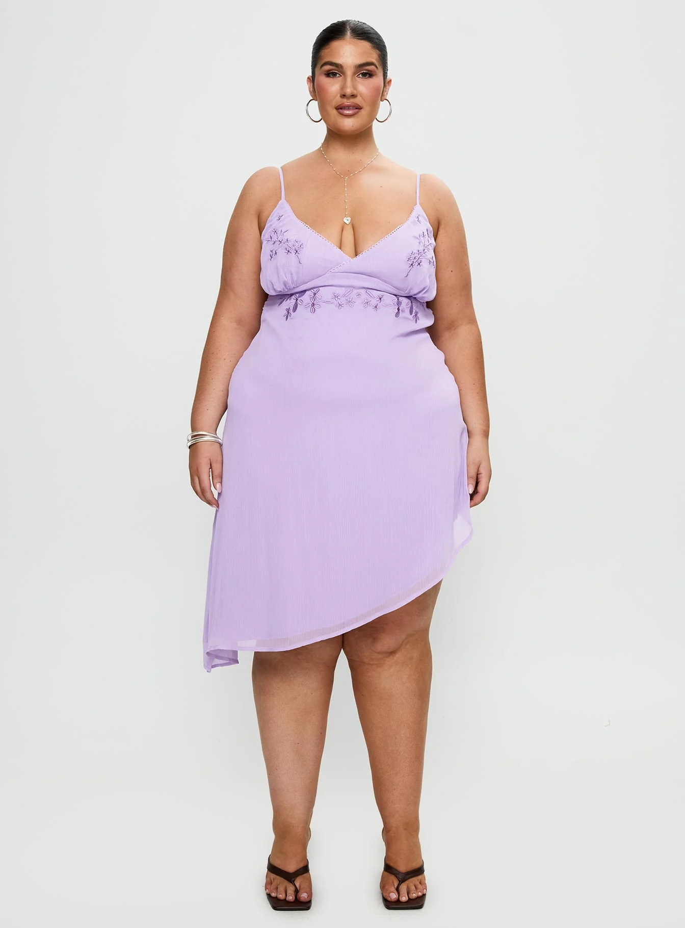 Secret Gardens Asymmetrical Midi Dress Purple Curve - Image 7