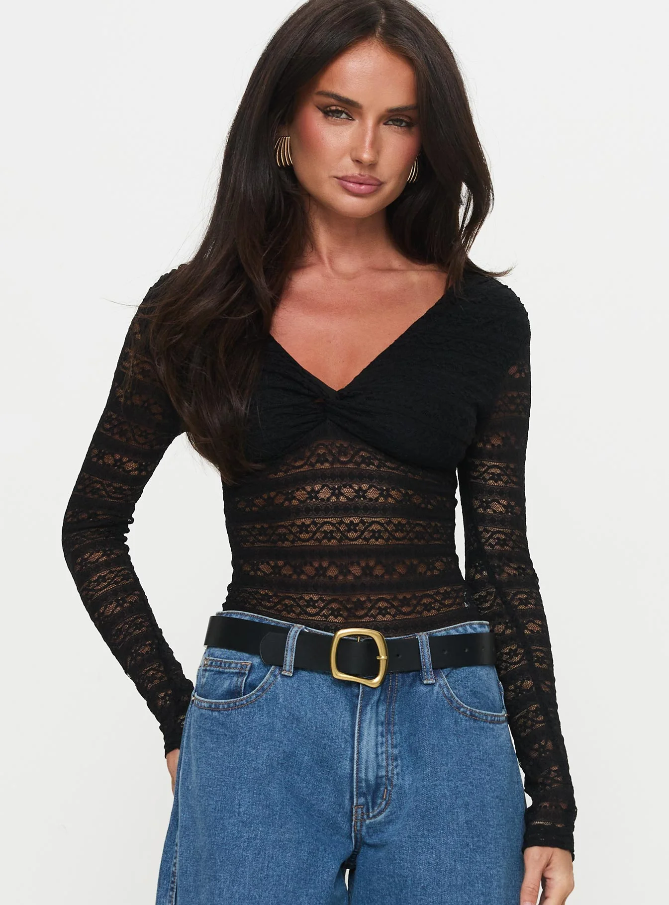 Secret Of Us Off Shoulder Lace Bodysuit Black - Image 2