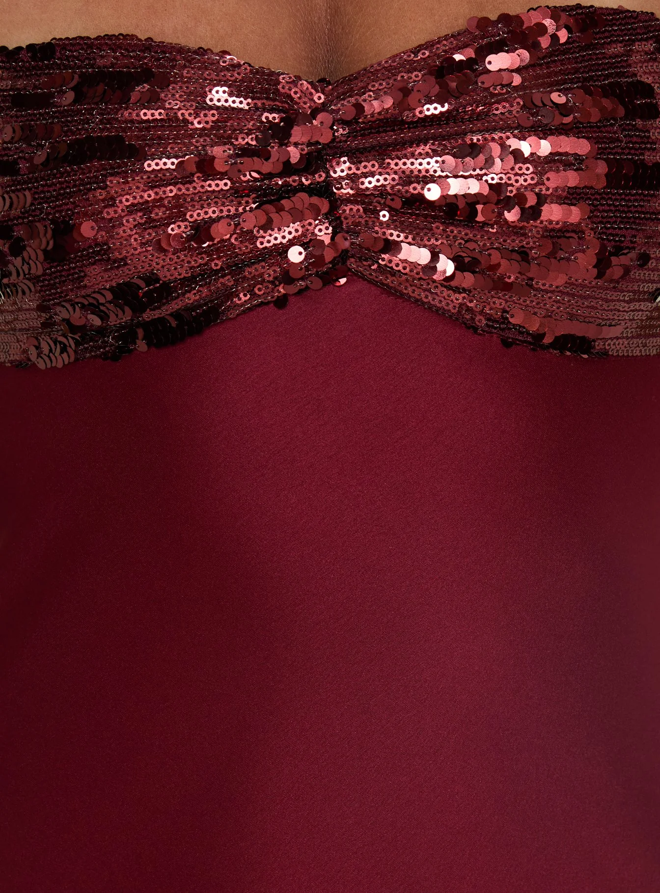 See The Vision Sequin Bust Strapless Maxi Dress Burgundy - Image 6