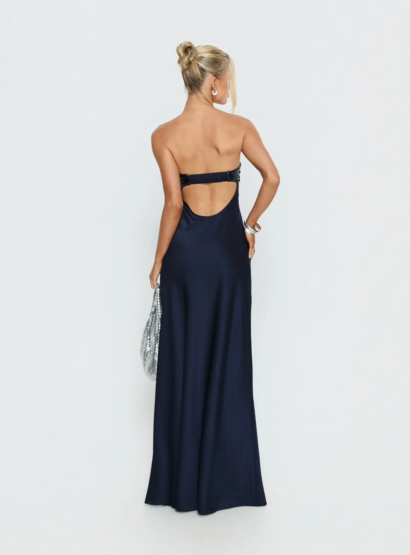 See The Vision Sequin Bust Strapless Maxi Dress Navy - Image 5