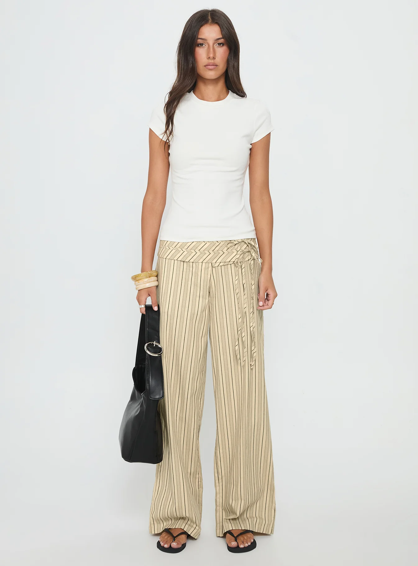 Seneca Wrap Pant Beige Stripe - Image 7