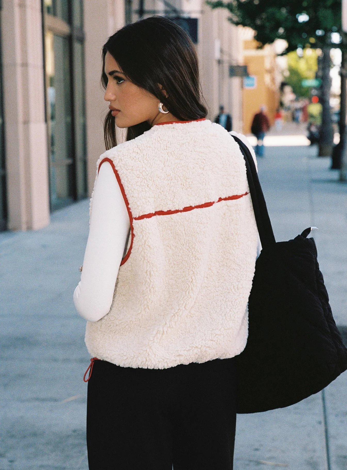 Senna Sherling Vest Jacket Cream / Red - Image 2