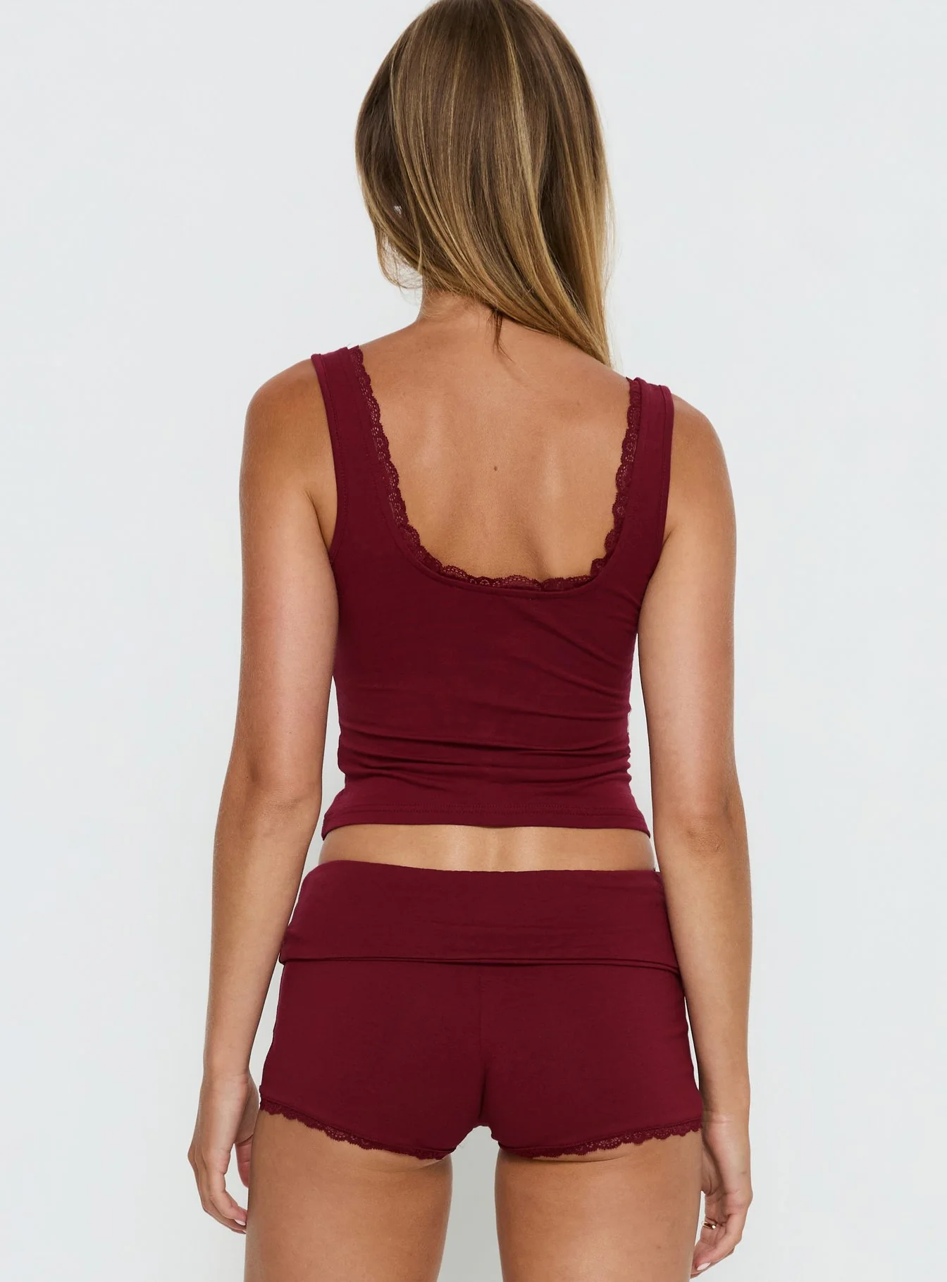 Serae Lace Trim Tank Top Cherry - Image 5