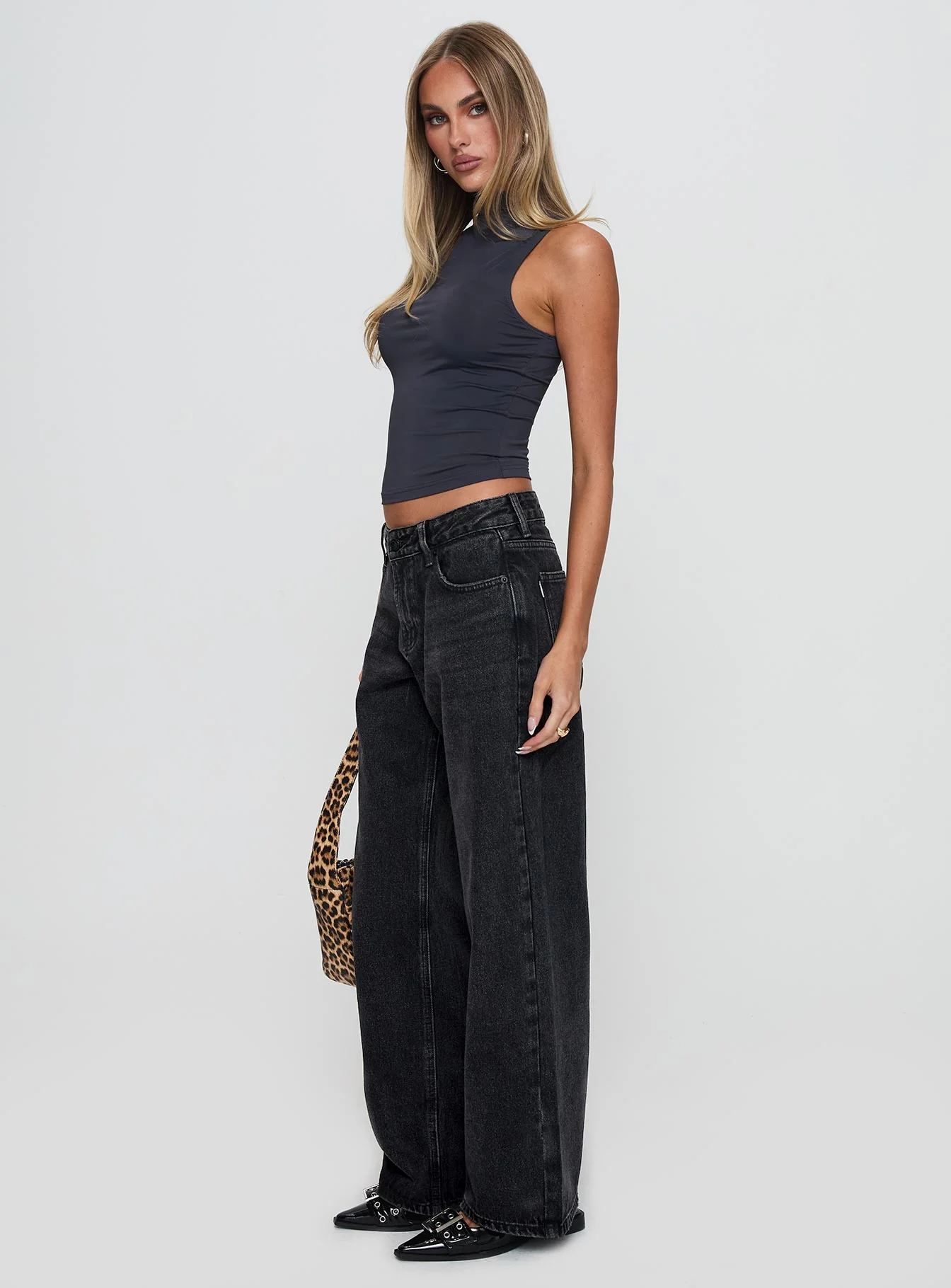 Serenitia Mid Rise Straight Leg Jeans Washed Black Tall - Image 3