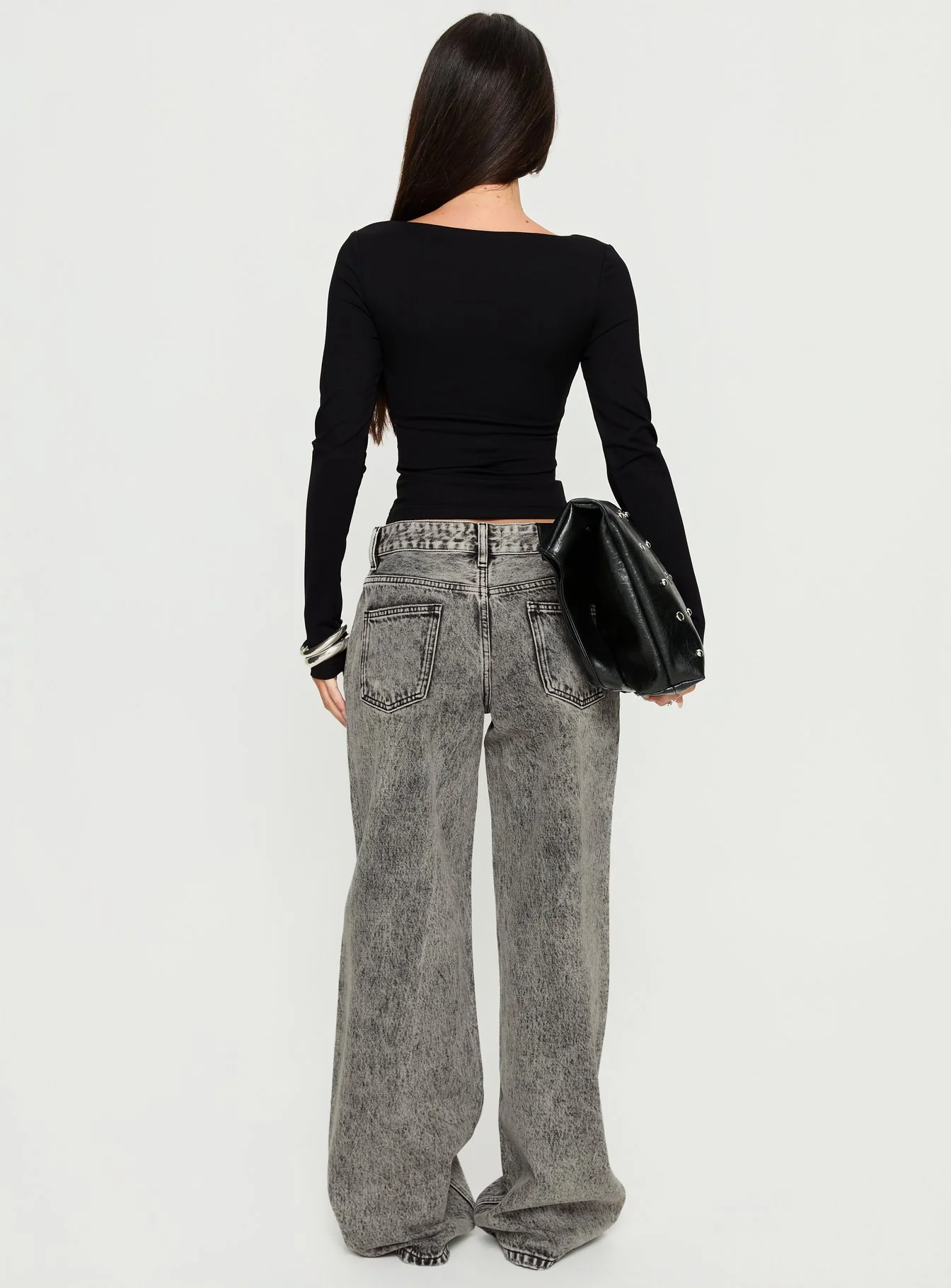 Serenitia Mid Rise Relaxed Jeans Washed Grey - Image 4