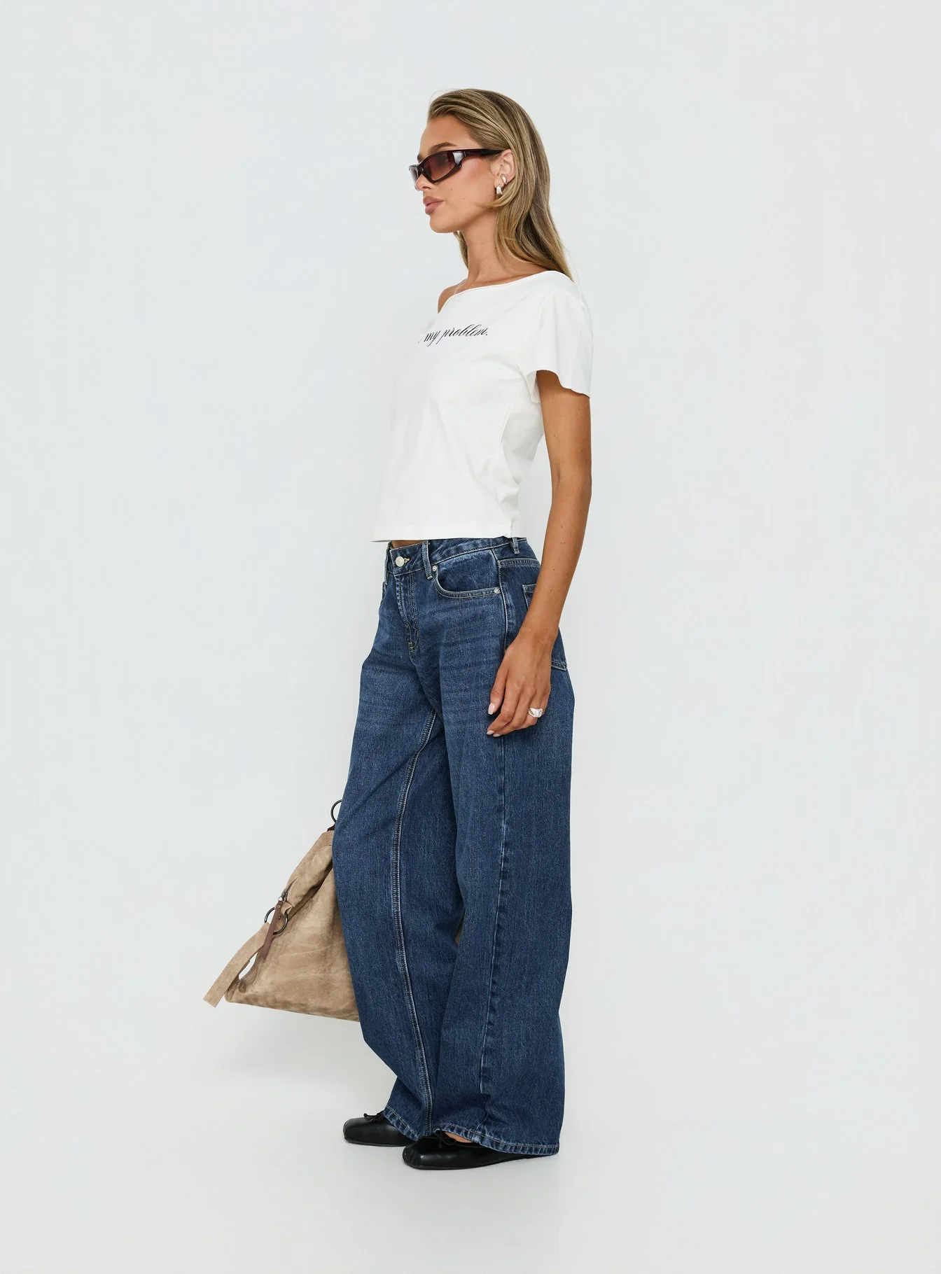 Serenitia Mid Rise Straight Leg Relaxed Jeans Dark Blue Wash - Image 4
