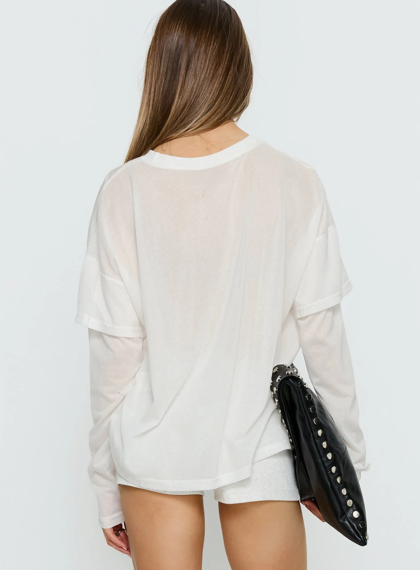 Settle Down Layered Long Sleeve Top White - Image 5