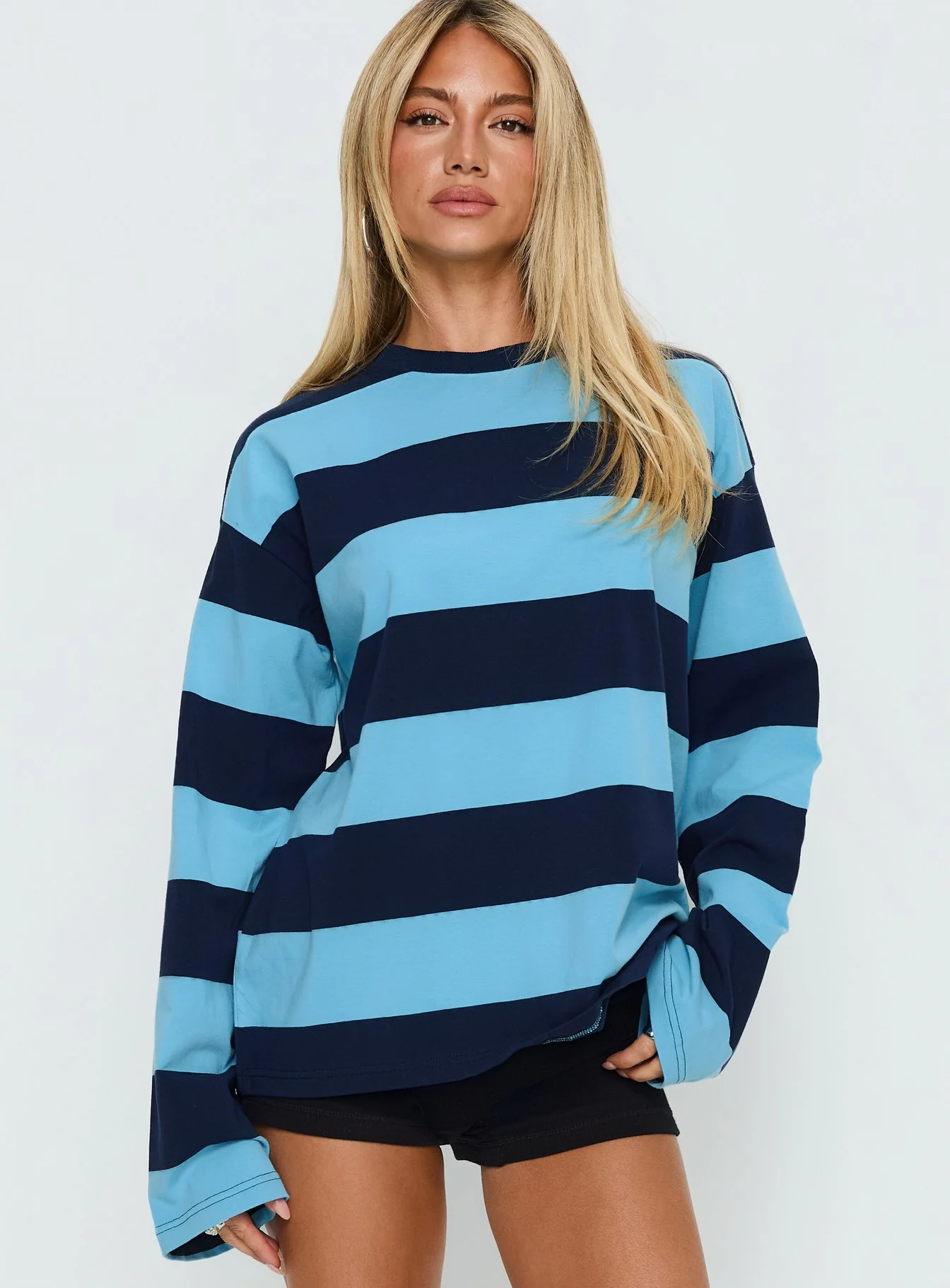 Settle Down Long Sleeve Top Blue Stripe - Image 2