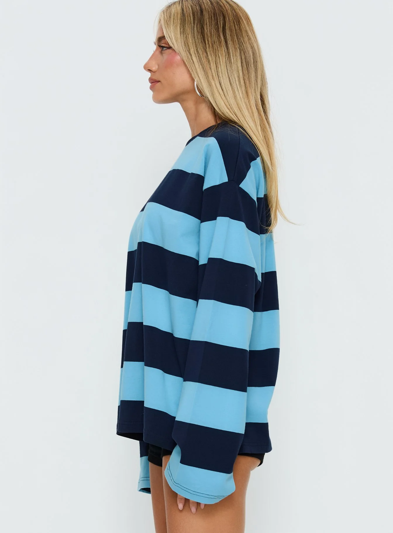 Settle Down Long Sleeve Top Blue Stripe - Image 4