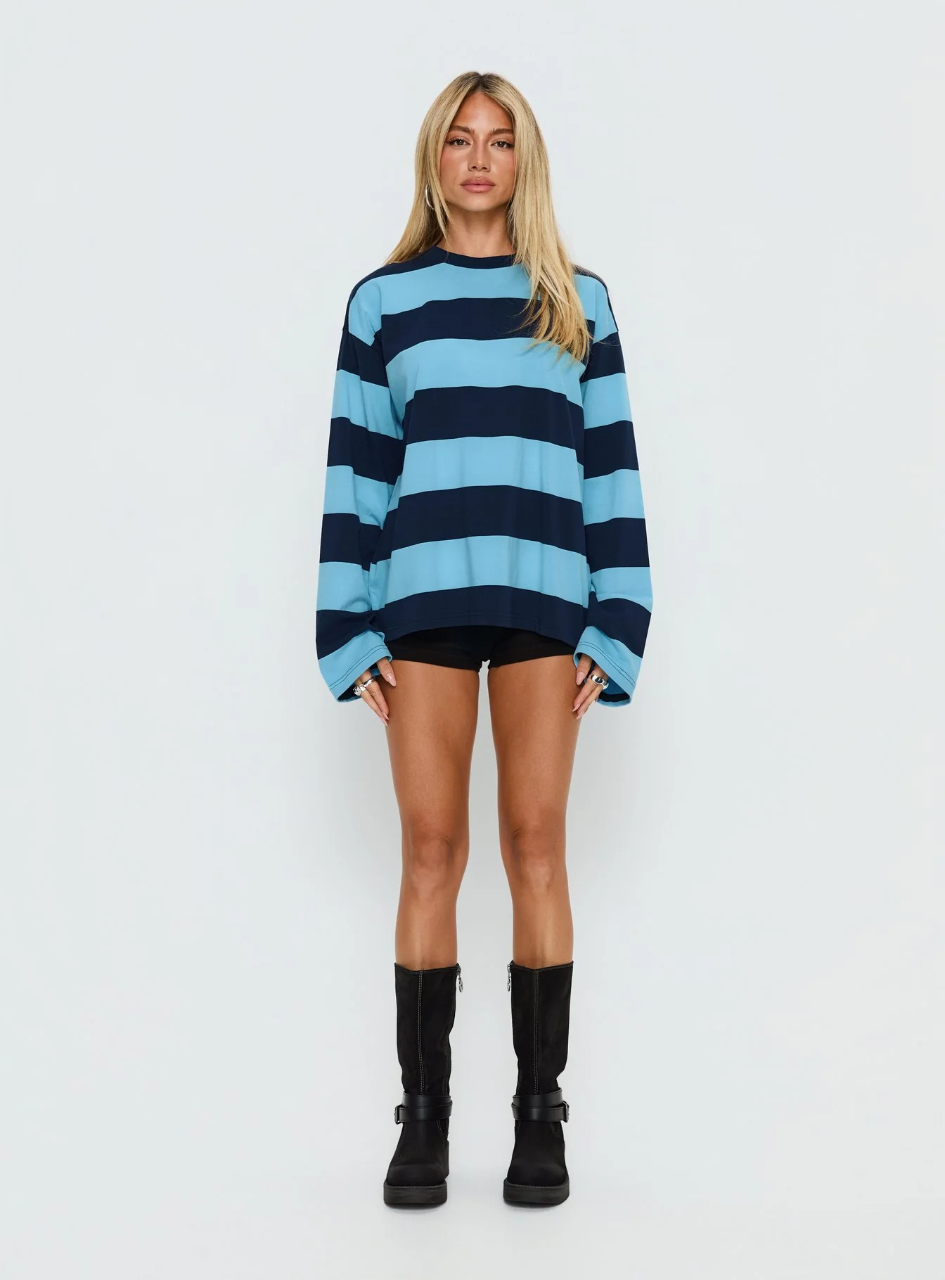 Settle Down Long Sleeve Top Blue Stripe - Image 7