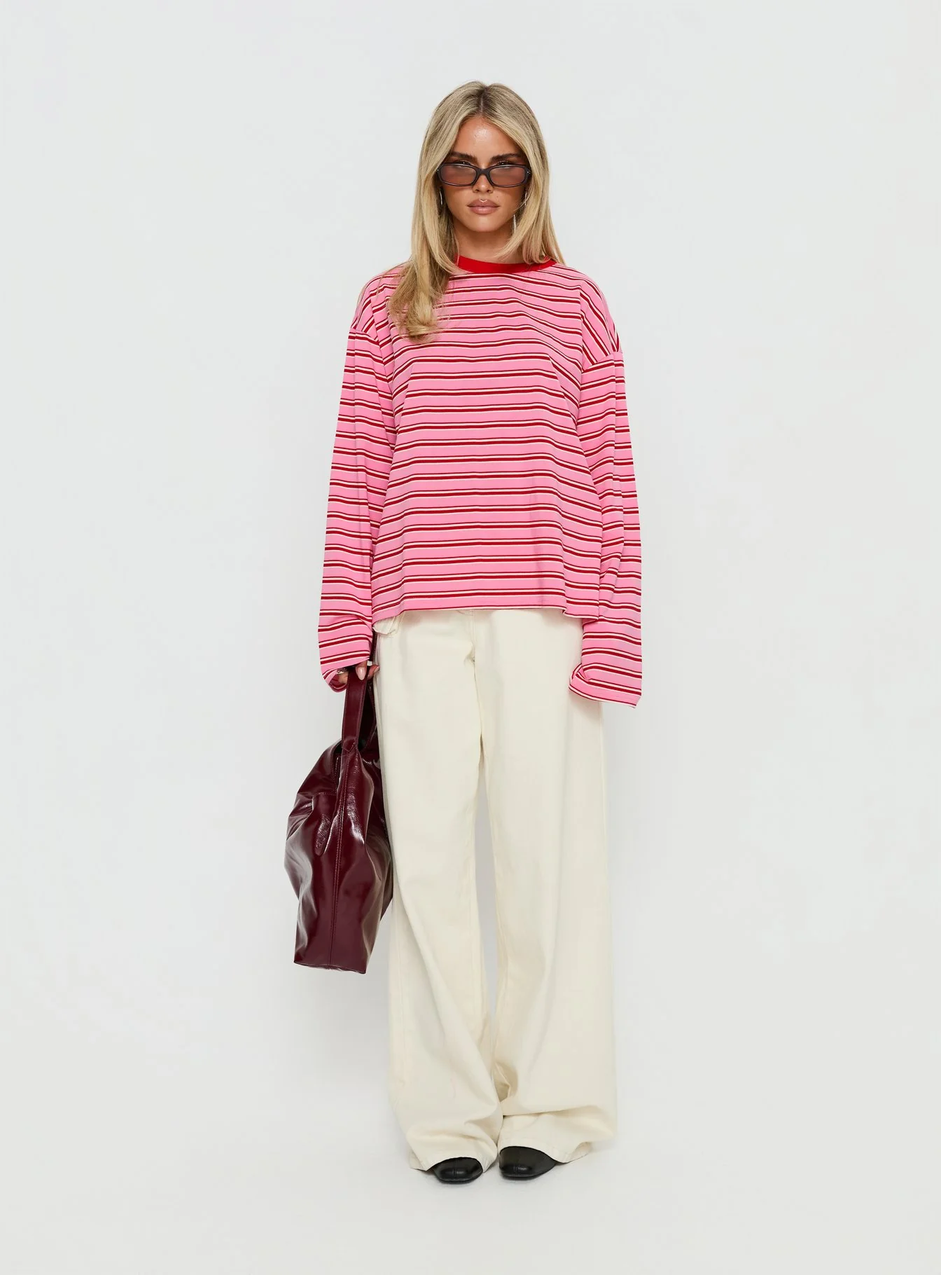 Settle Down Long Sleeve Top Pink / Red Stripe - Image 7