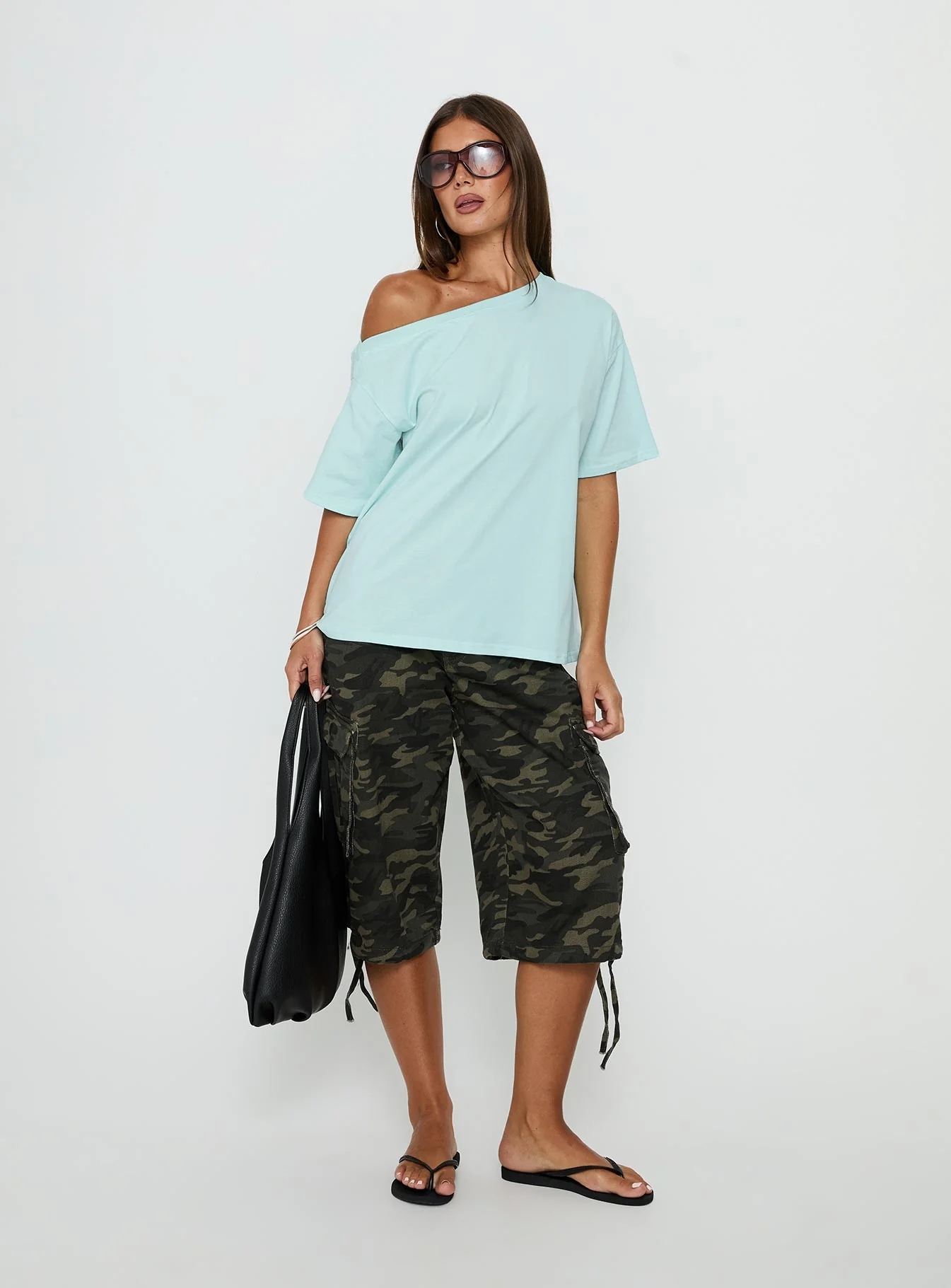 Settle Down One Shoulder Top Aqua - Image 3