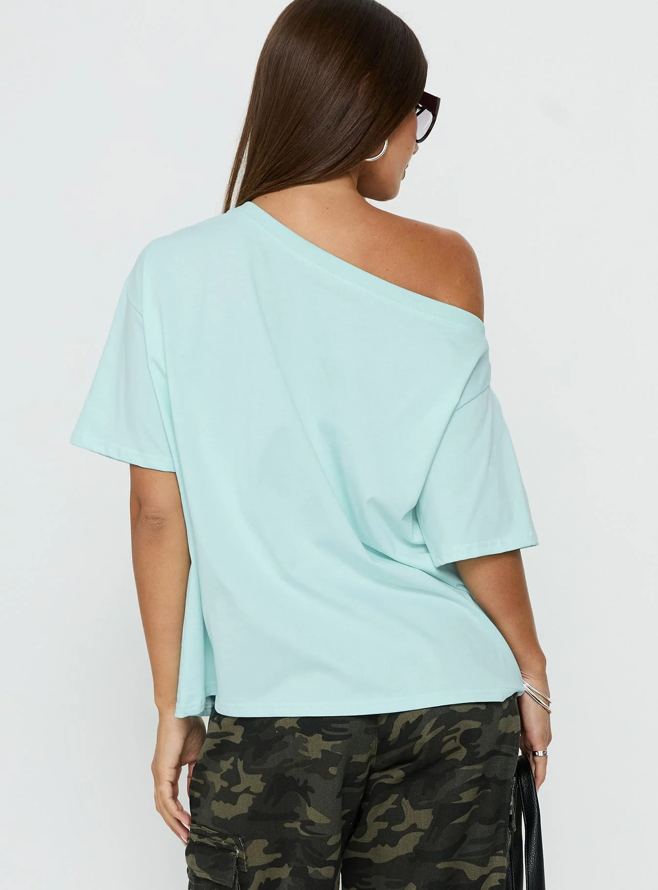 Settle Down One Shoulder Top Aqua - Image 5