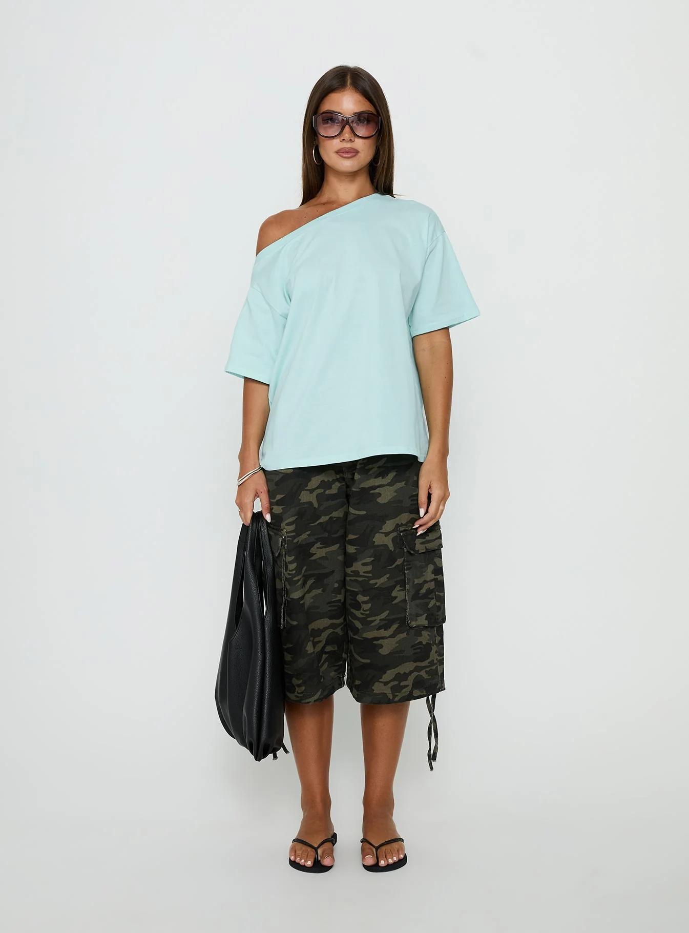 Settle Down One Shoulder Top Aqua - Image 7