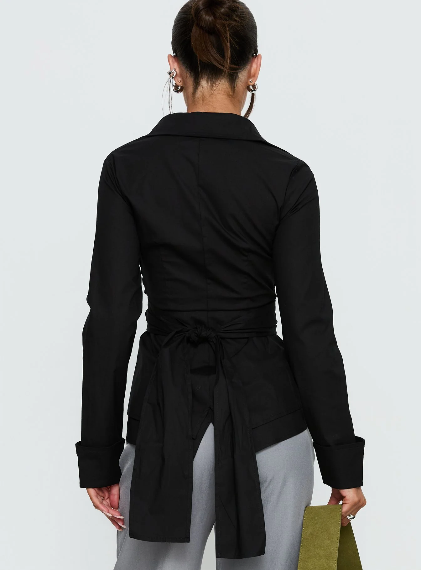 Shapeshifter Twist Long Sleeve Shirt Black - Image 4