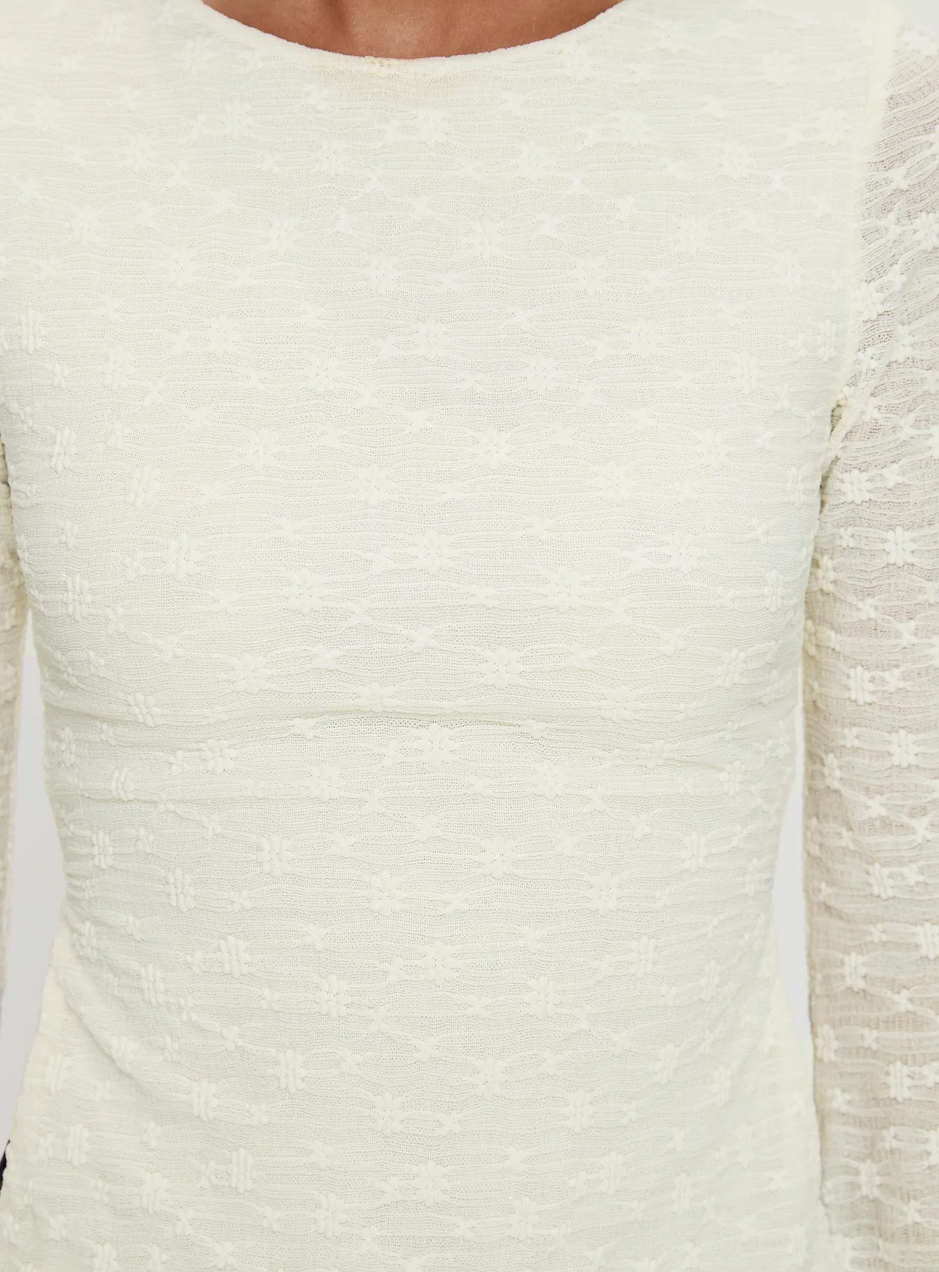 Shellee Long Sleeve Tie Back Top Cream - Image 6