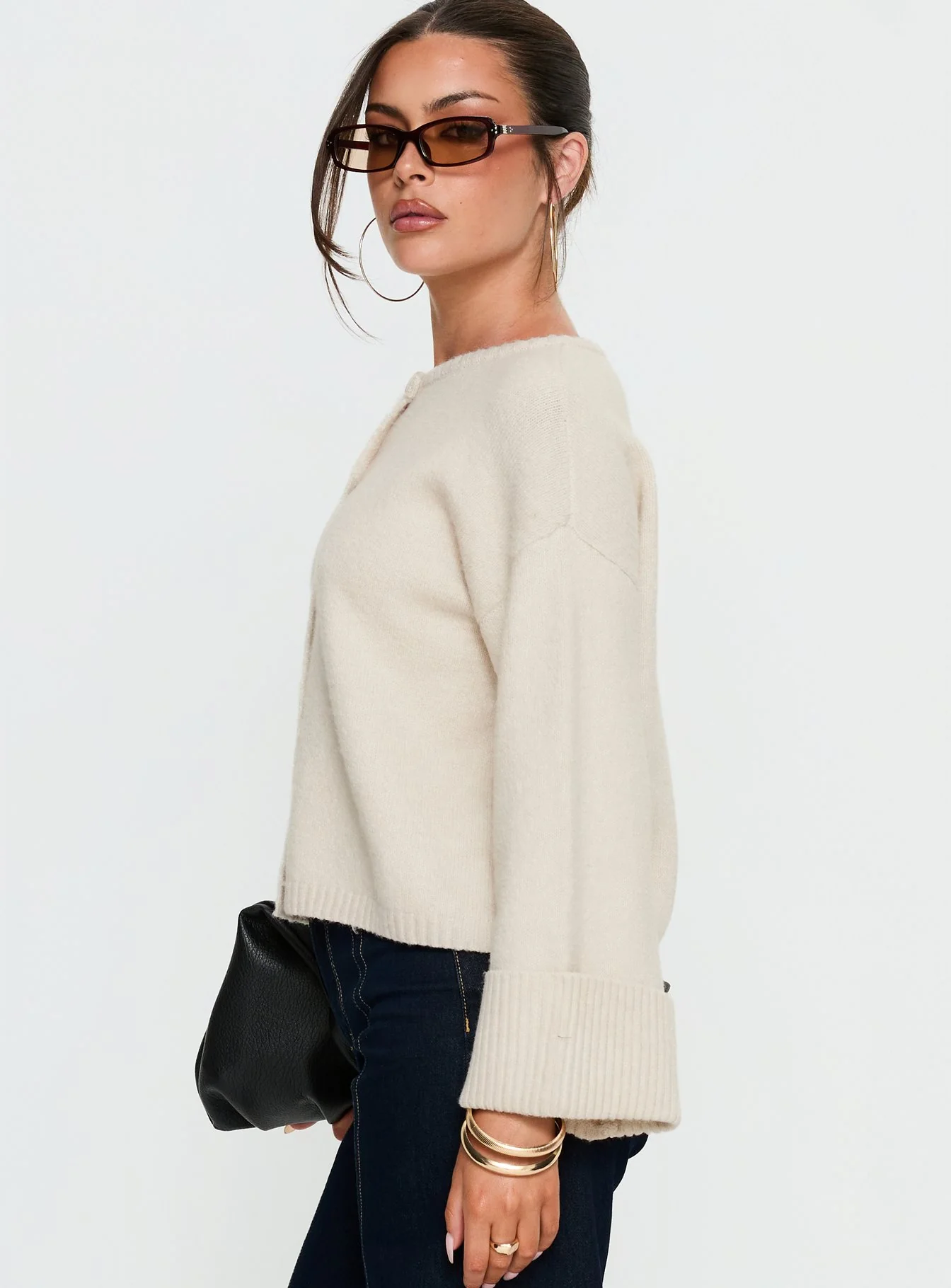 Shinead Cuffed Knit Cardigan White - Image 4