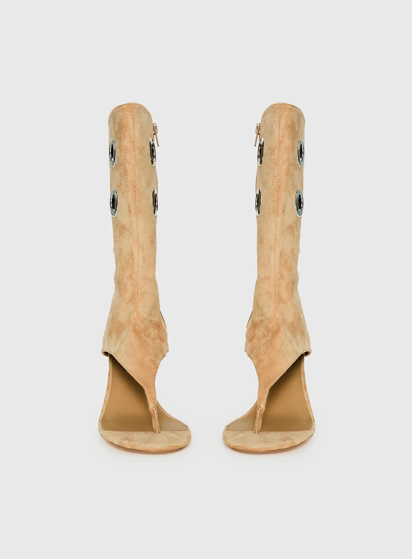 Situationship Eyelet Open Toe Heels Tan - Image 3
