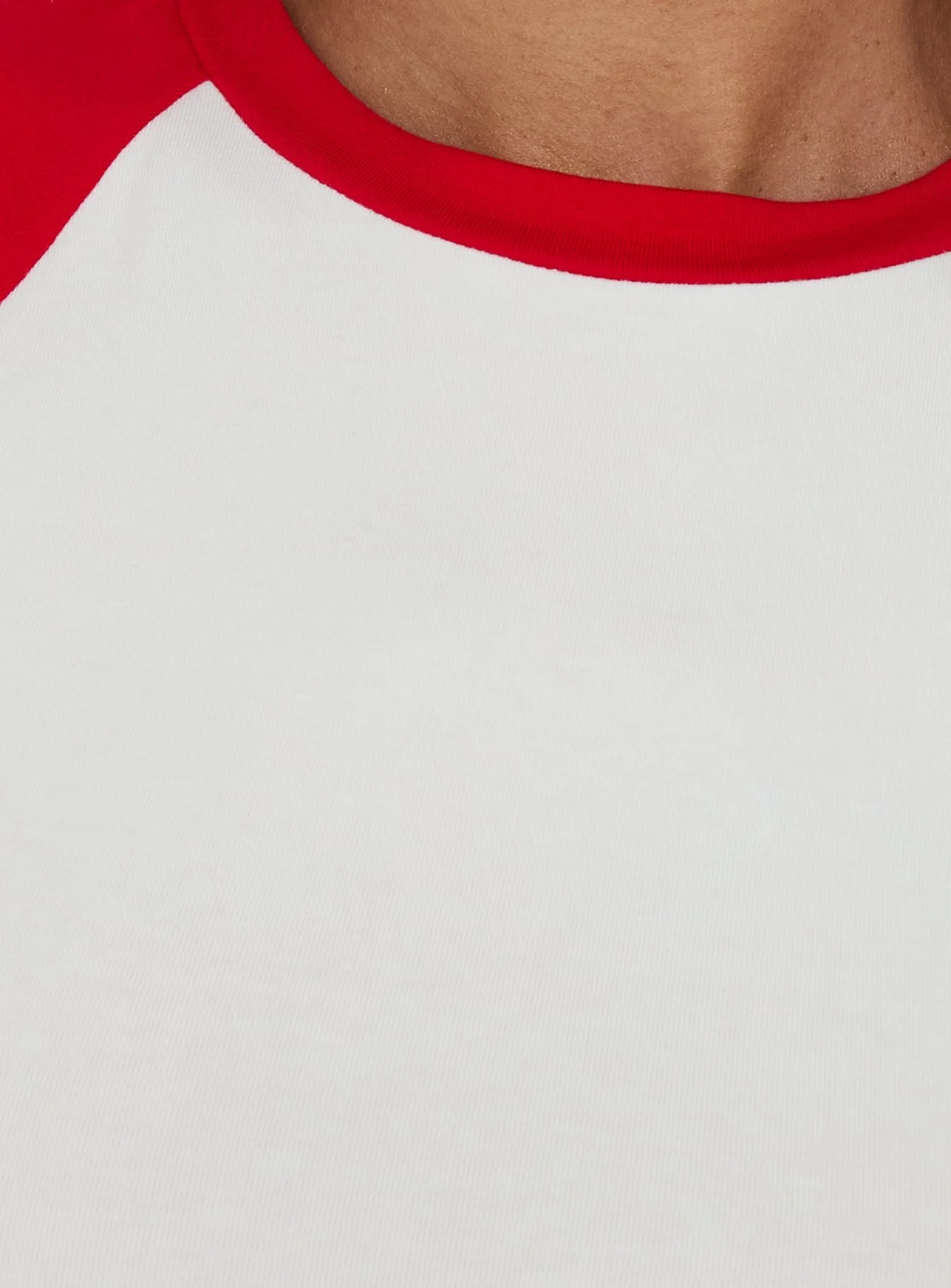 Situationship Raglan Short Sleeve Baby Tee White / Red - Image 6