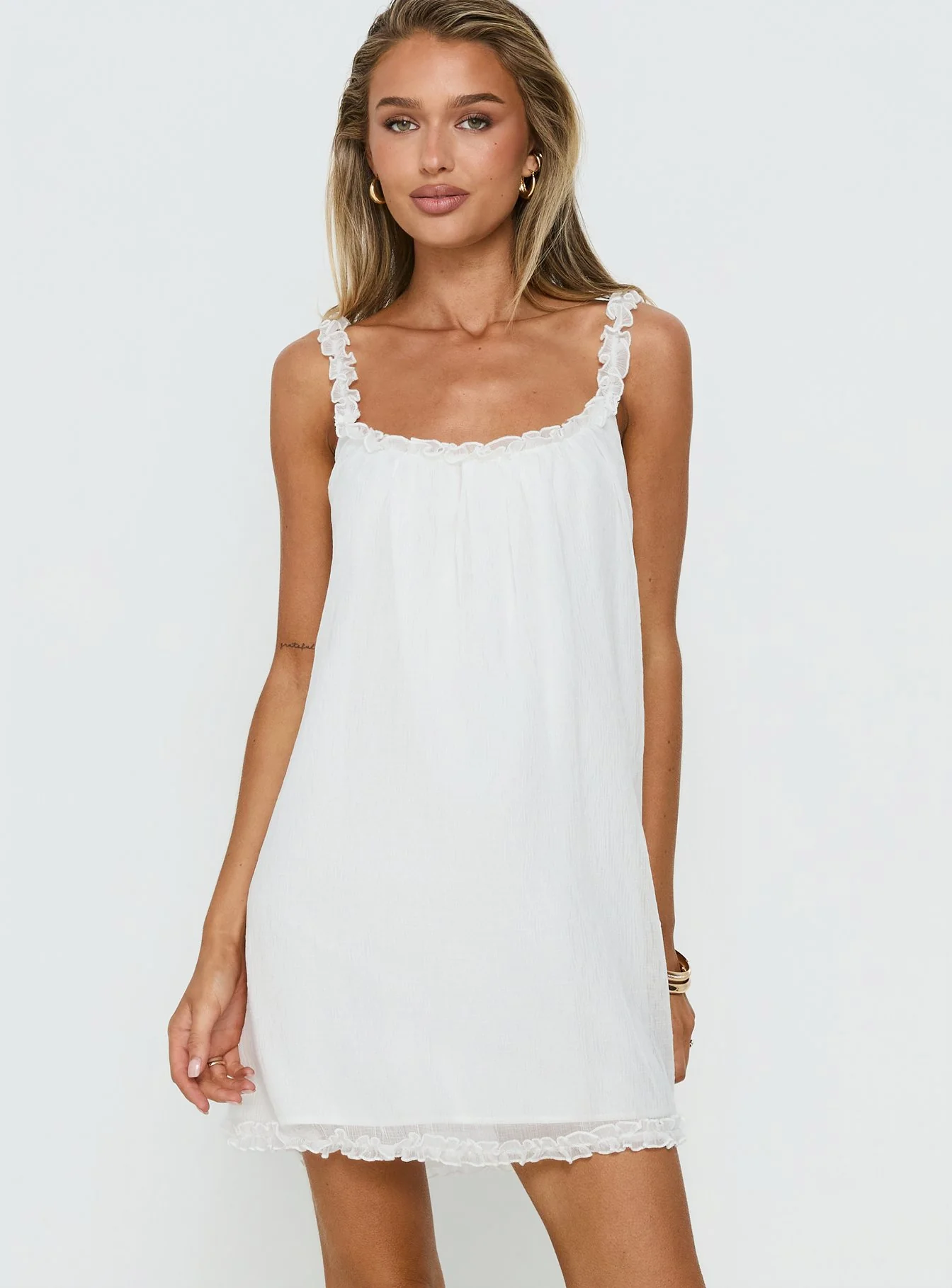 Sleeping Beauty Frill Baby Doll Mini Dress White - Image 2