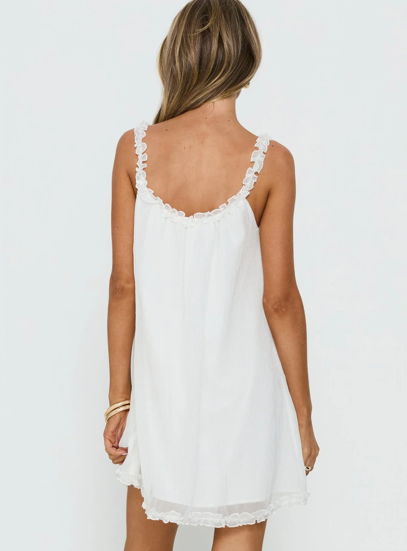 Sleeping Beauty Frill Baby Doll Mini Dress White - Image 5