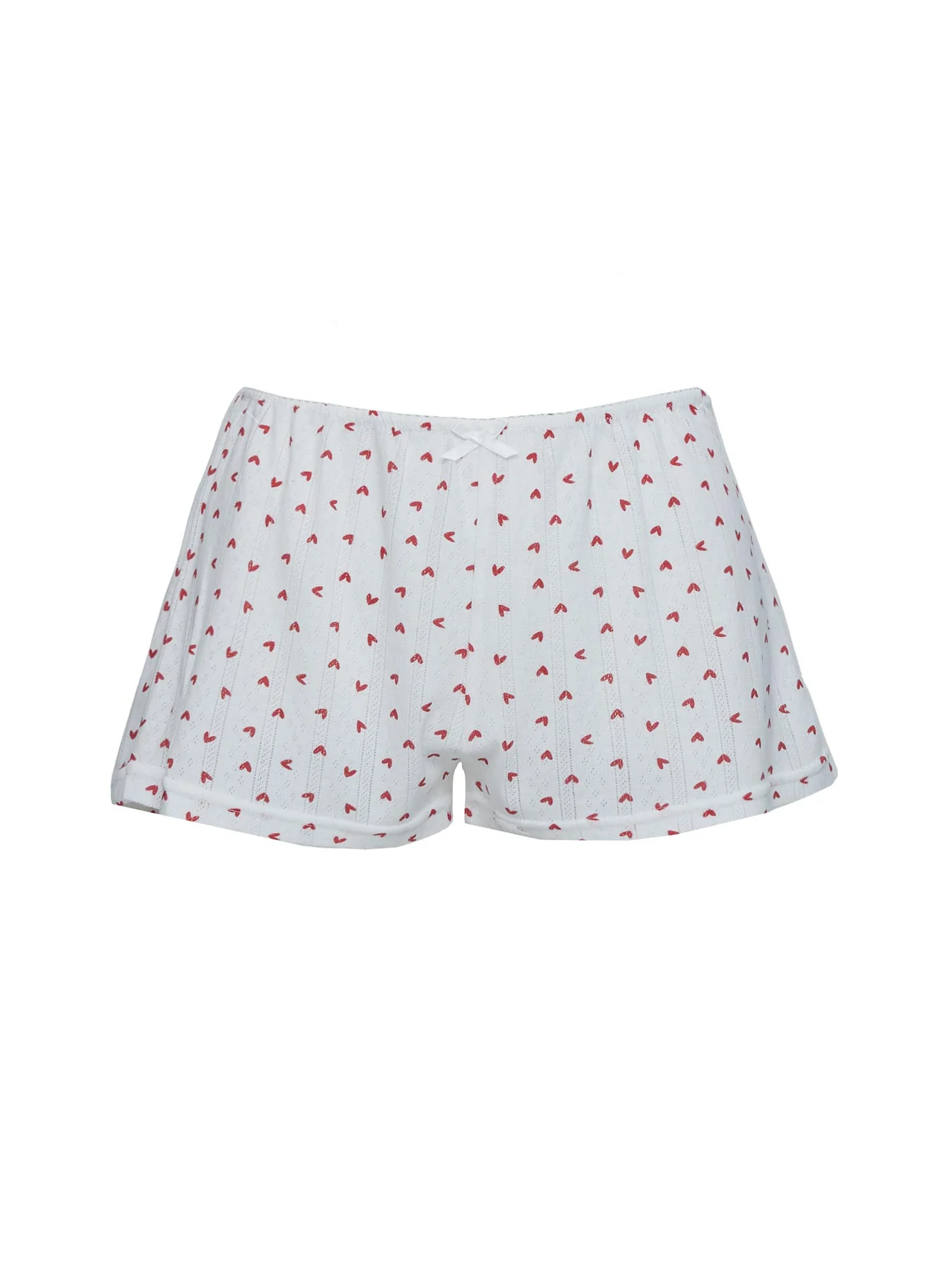 Sleepytea Pointelle Sleep Short White / Red - Image 5