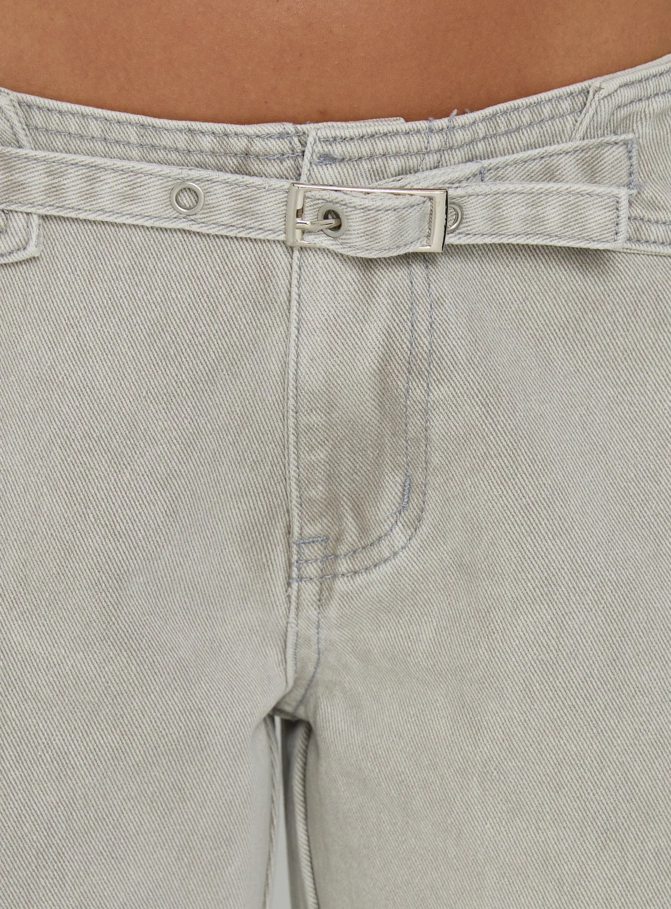 Slow Ride Mid Rise Bootleg Belted Jeans Desert Grey - Image 6