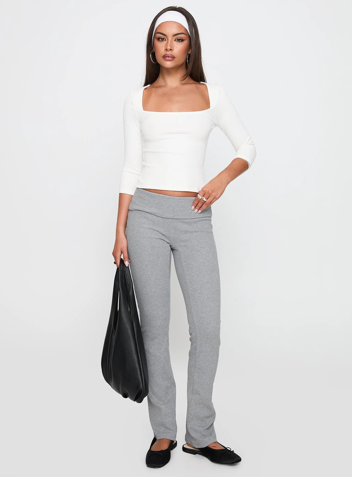 So American Rib 3/4 Sleeve Top White - Image 3