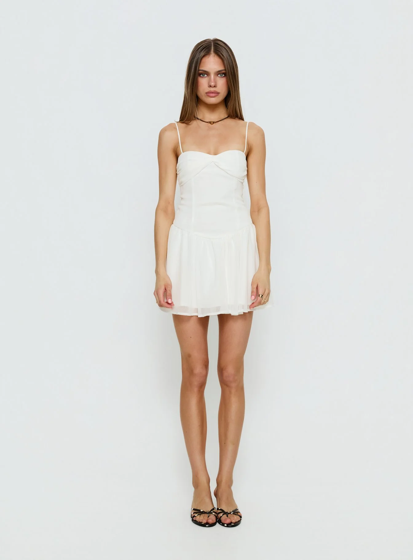 So At Peace Sweetheart Drop Waist Mini Dress White - Image 7