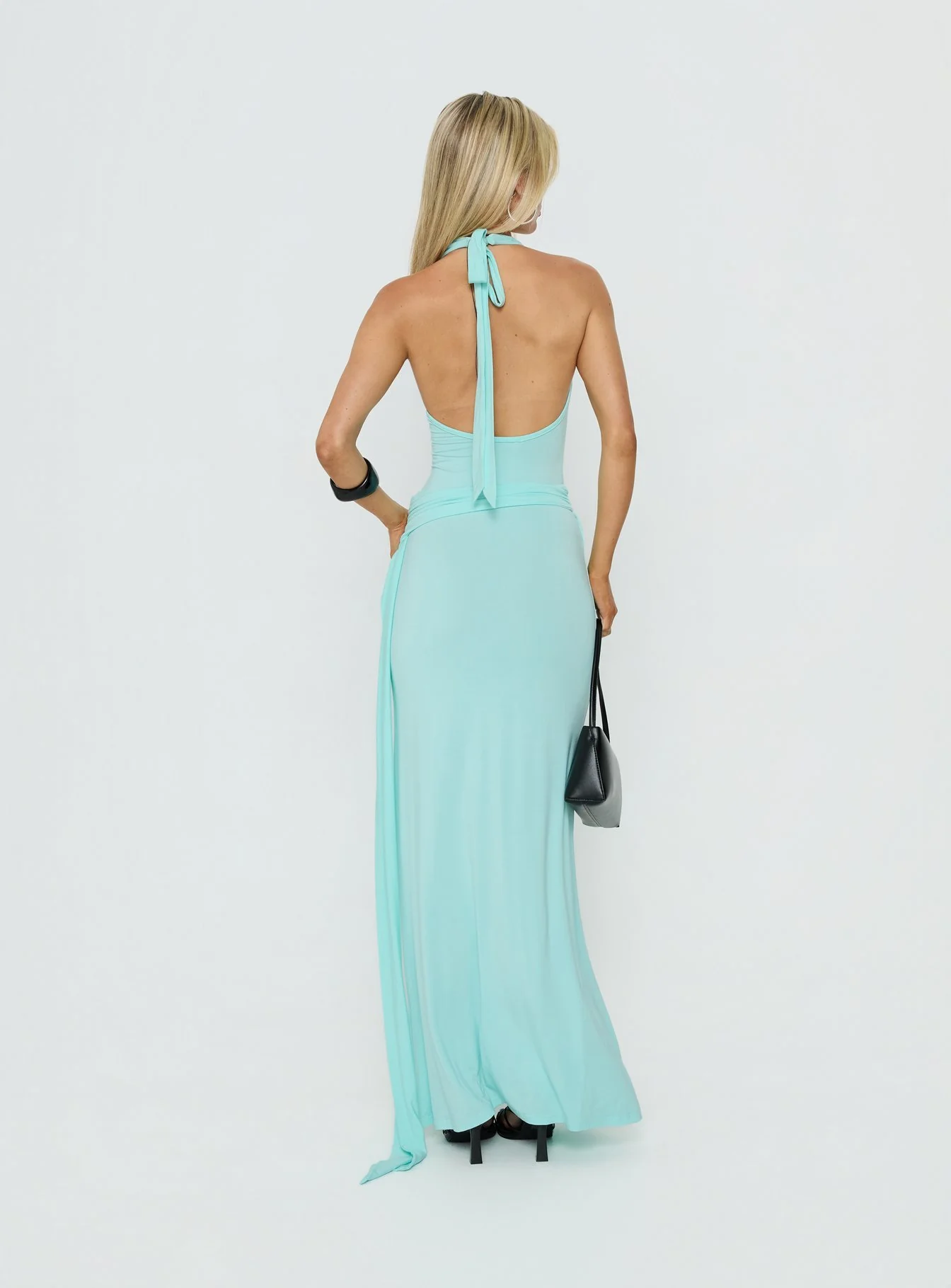 So Major Draped A-Line Maxi Dress Blue - Image 5