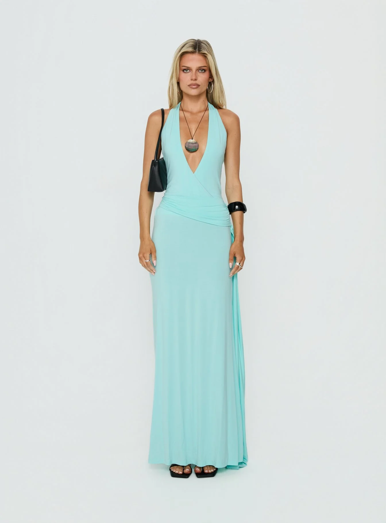 So Major Draped A-Line Maxi Dress Blue - Image 7