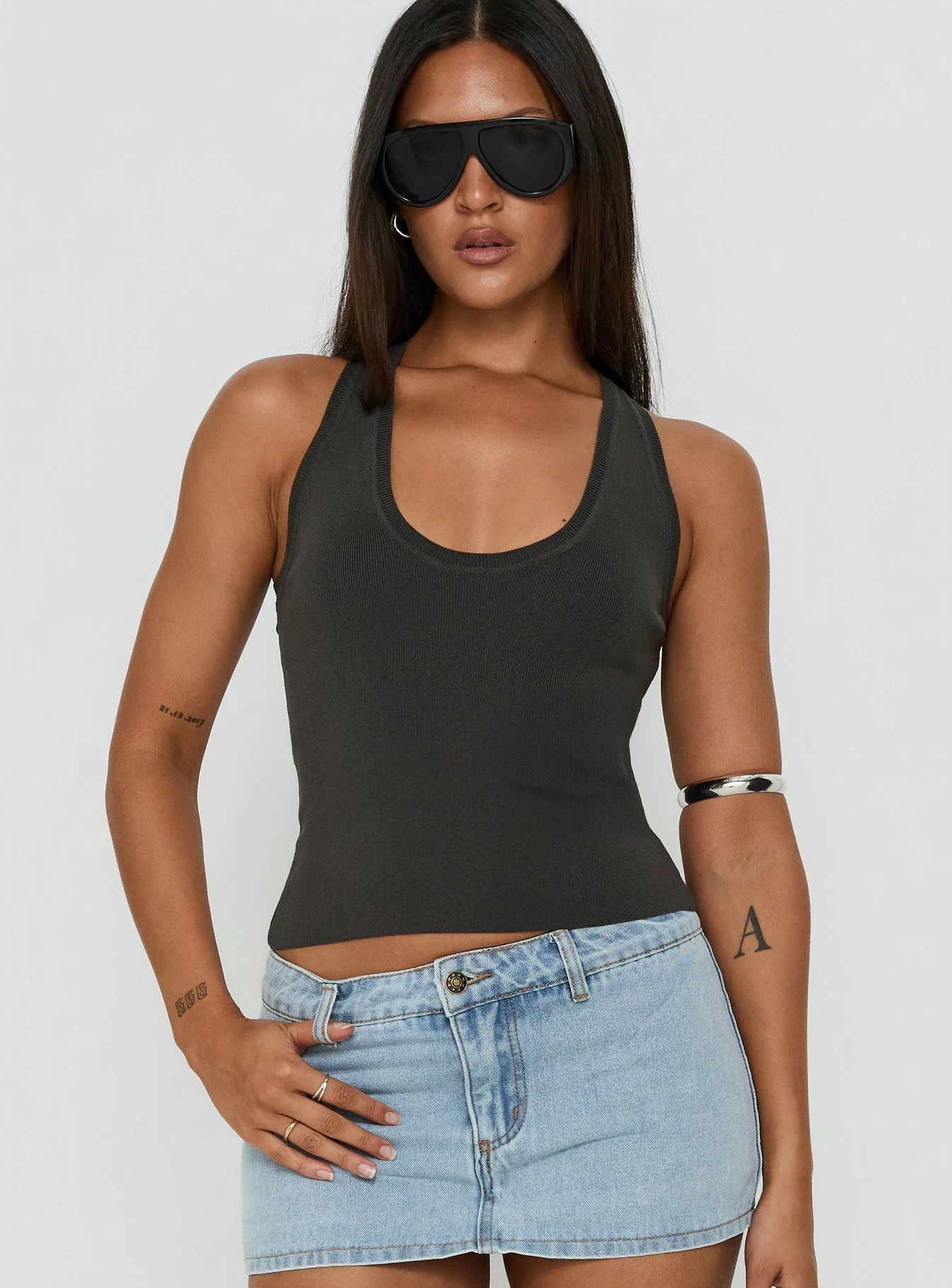 Solanah Knit Tank Top Charcoal - Image 2