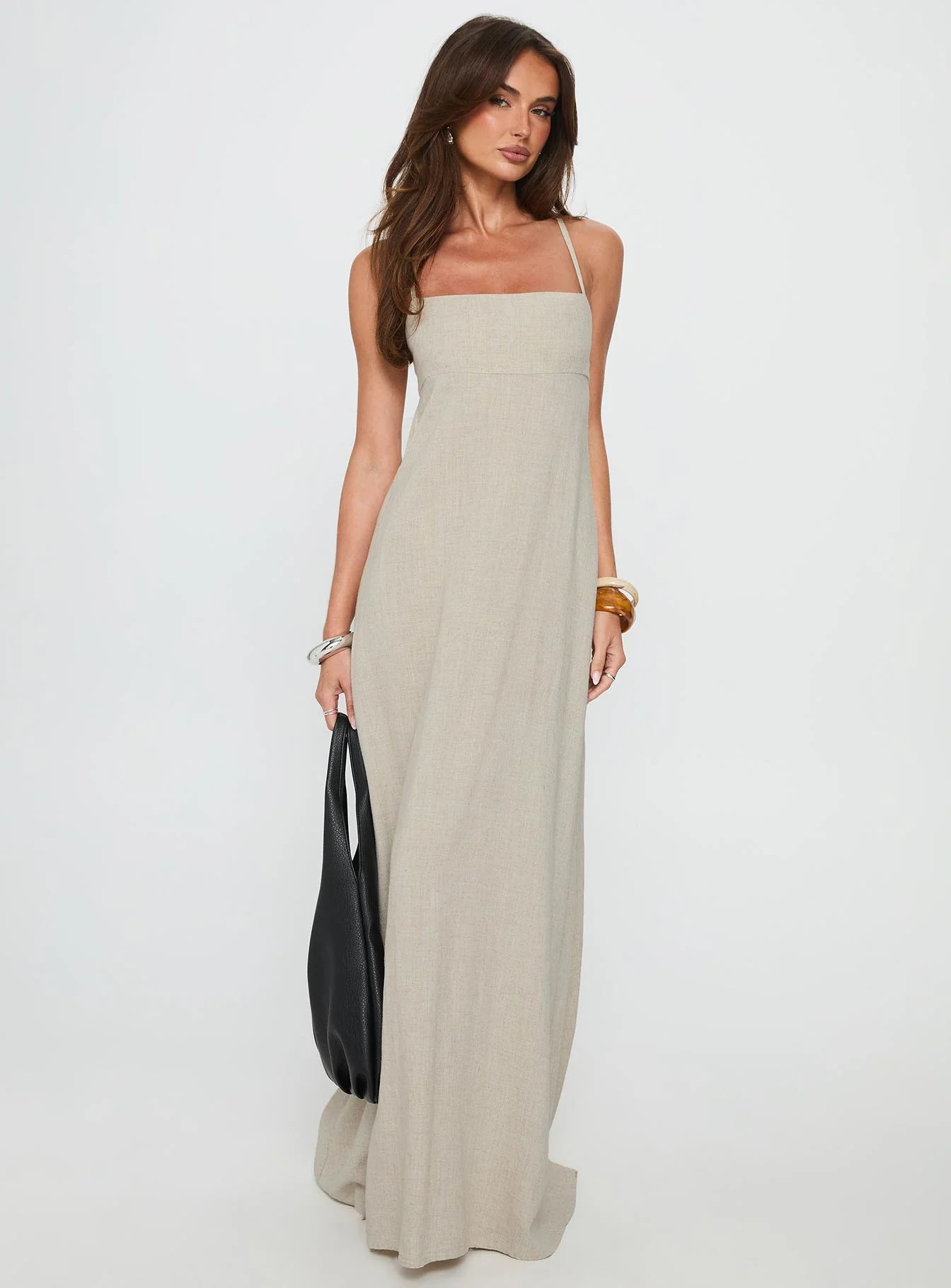 Solie Tie Back Maxi Dress Natural - Image 2