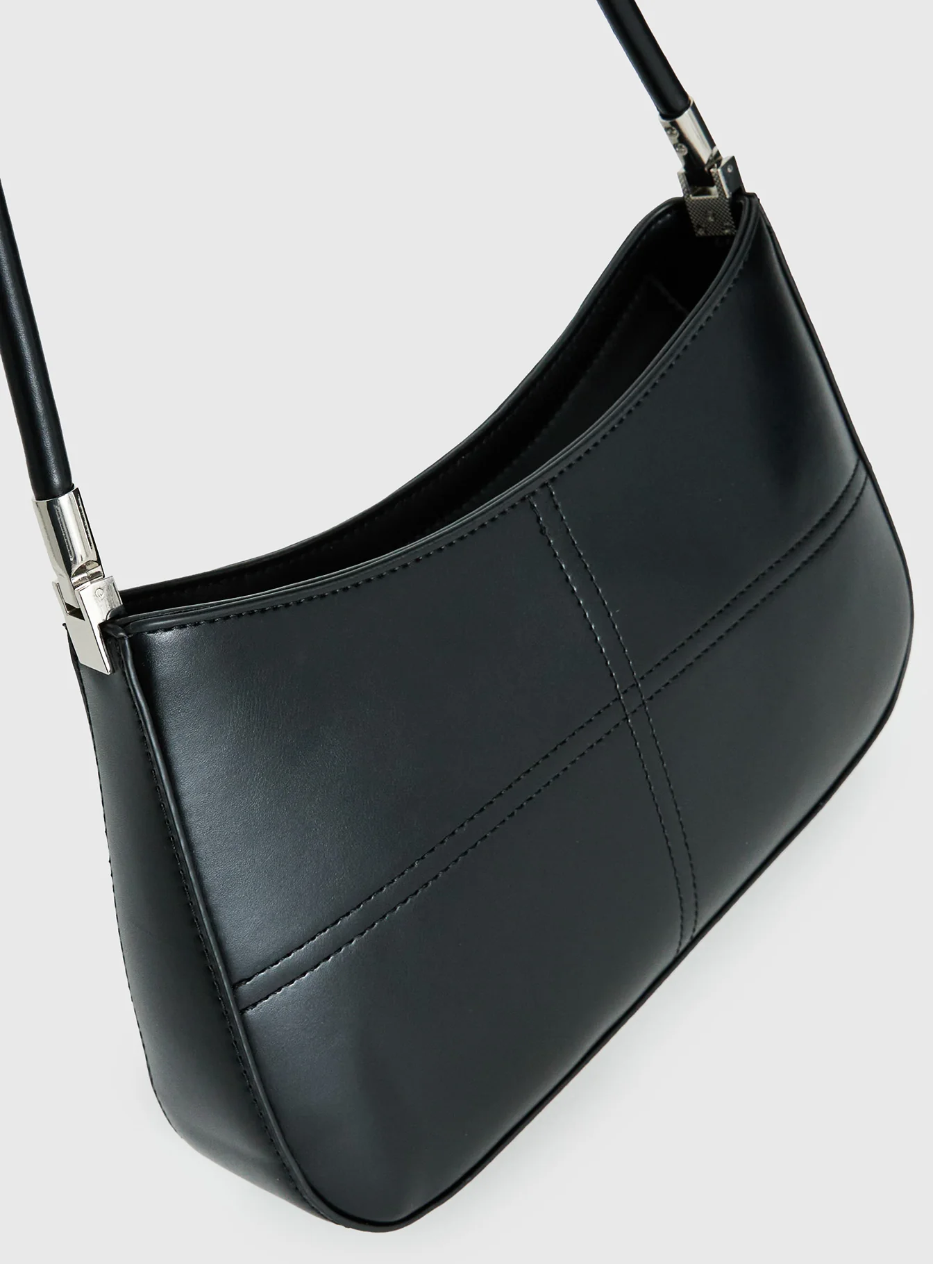 Sombre Faux Leather Shoulder Bag Black / Silver - Image 5