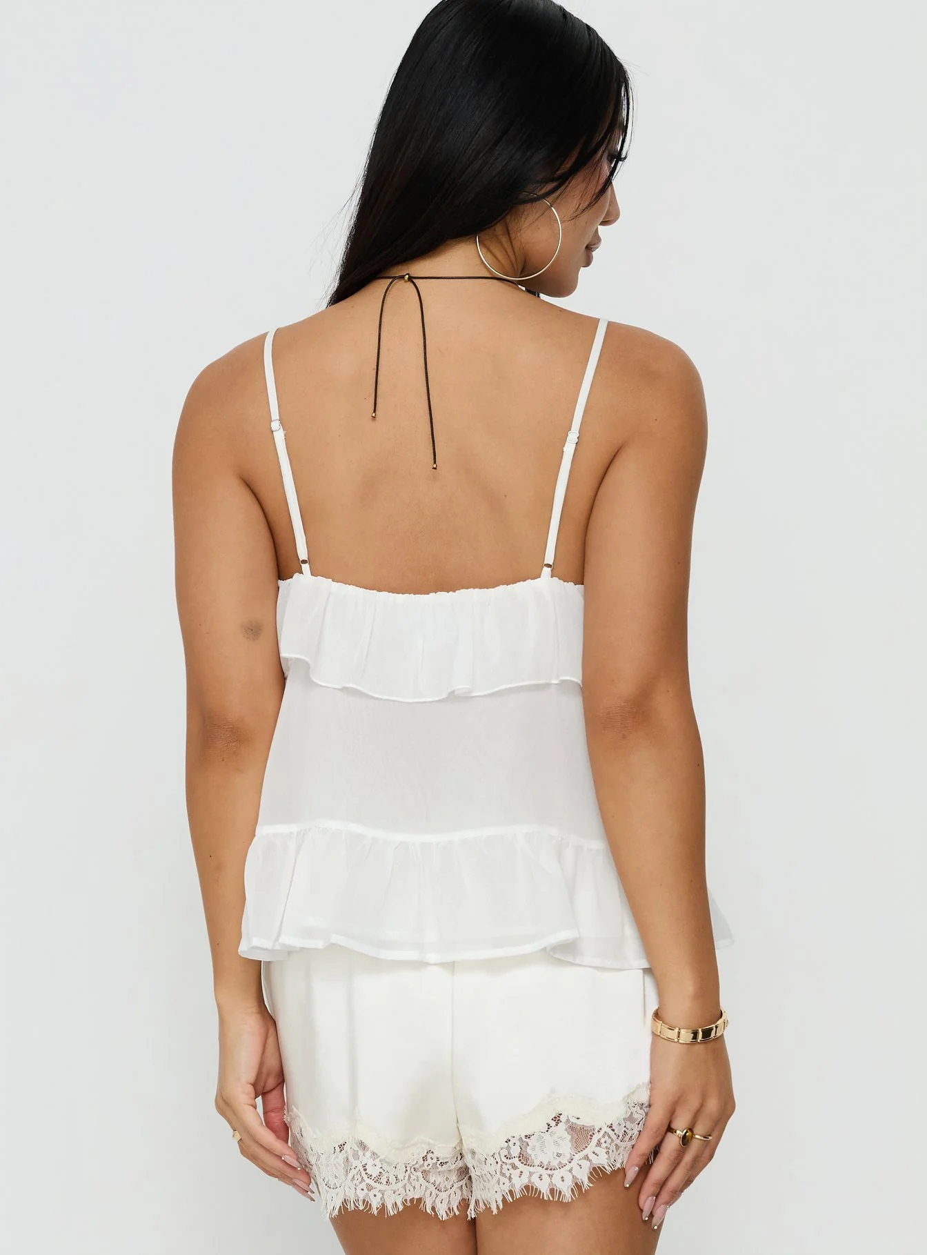 Somnielle Frill Lace Detail Top White - Image 5